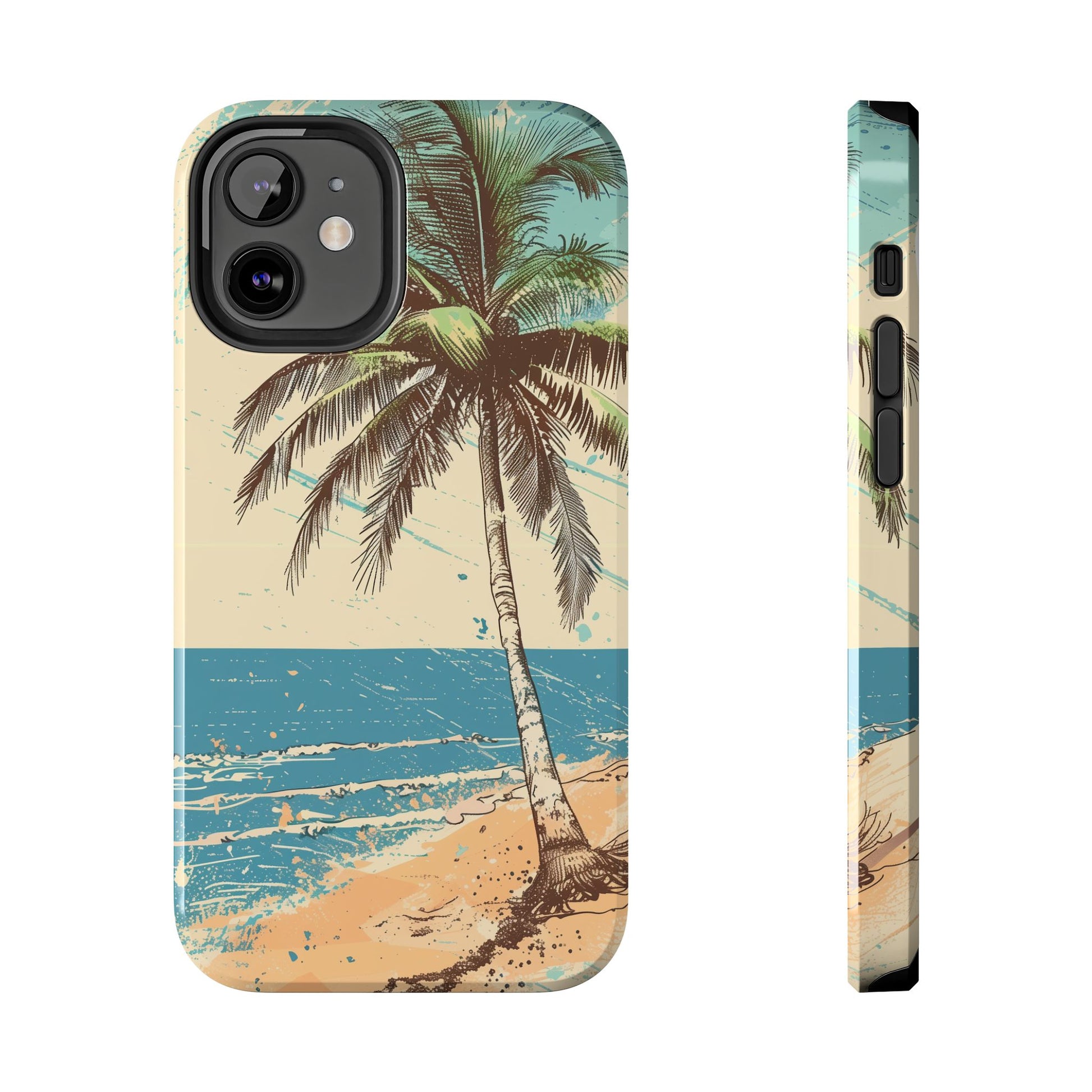 Retro Beach Scene Phone Case, Vintage Tropical Ocean iPhone Case, Summer Beach Phone Cover for iPhone, iphone 15 pro max