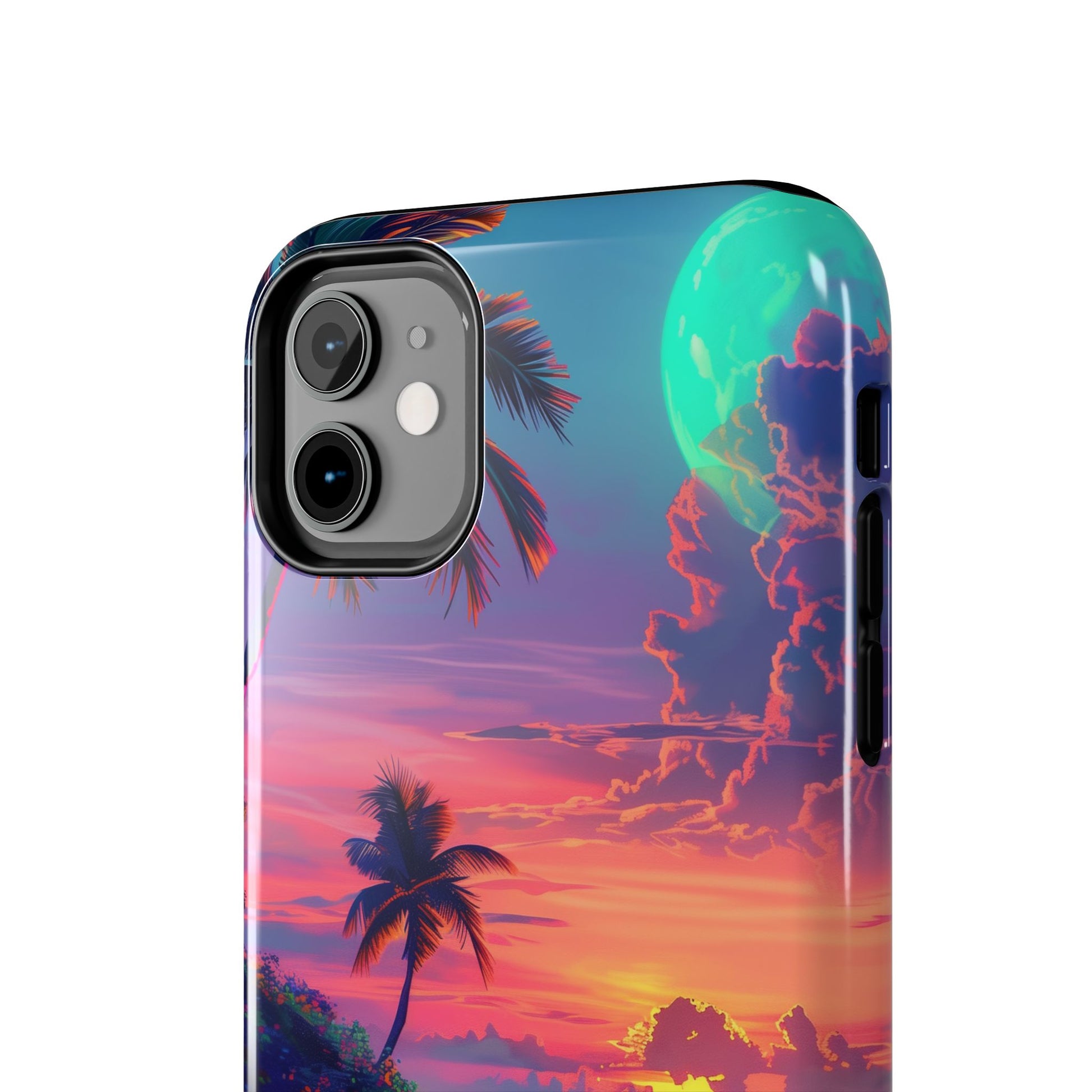 Tough Beach Scene Phone Case - Durable Phone Cover with Lisa Frank Inspired Beach Art - Protective Case with Vibrant Beach Design