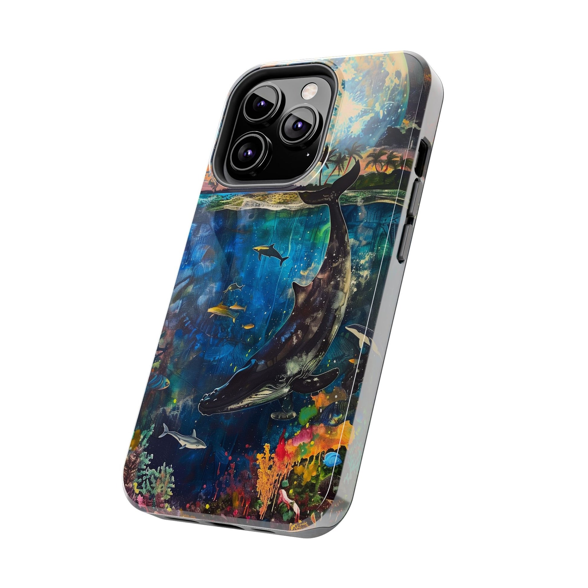 Abstract Moonlit Whale Underwater Phone Case - Durable and Stunning Protective Cover