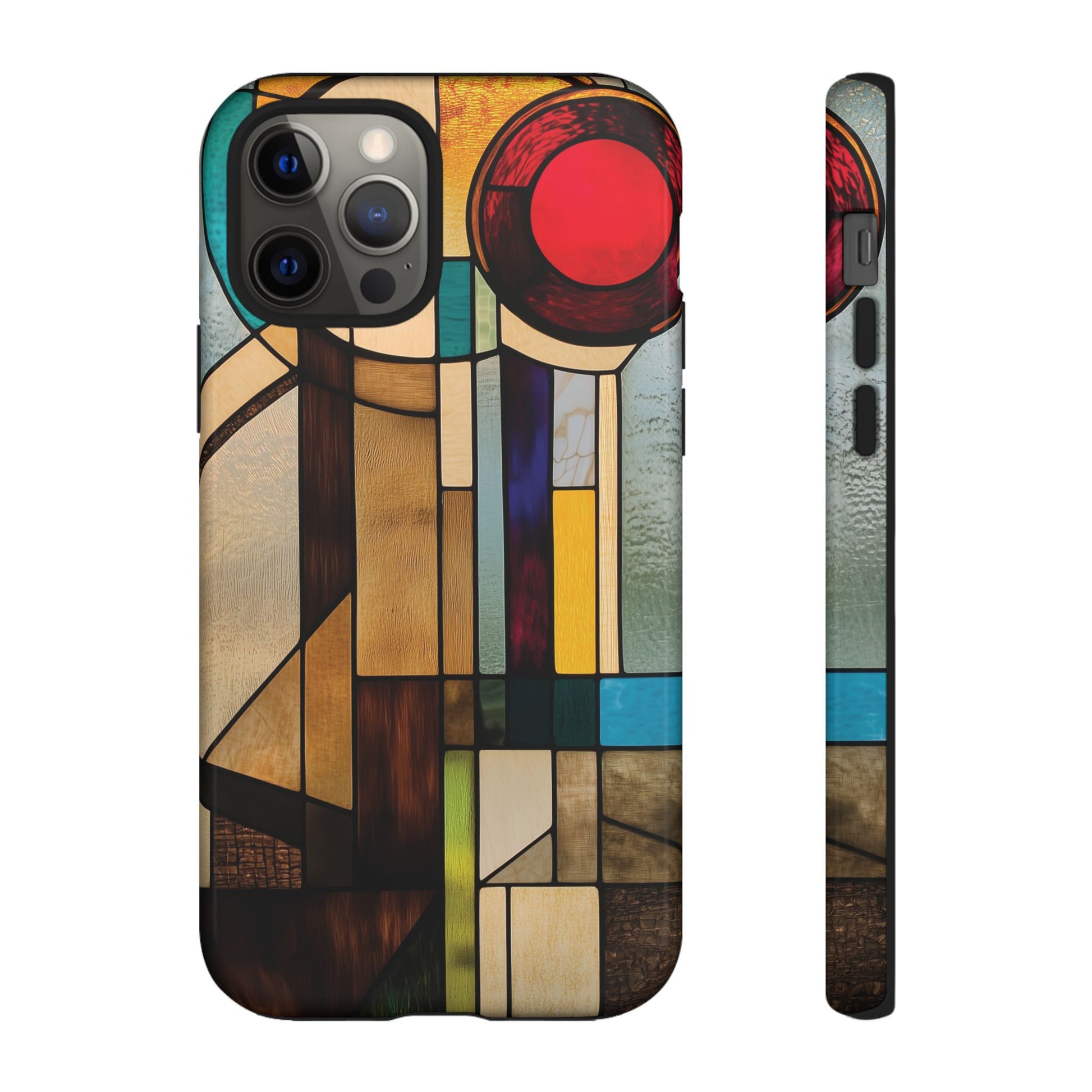 Stained Art Deco Glass Phone Case Frank Lloyd Wright Cottage Core Usonian Prairie Style Geometric Stylish  iPhone 14 15 16 Pro
