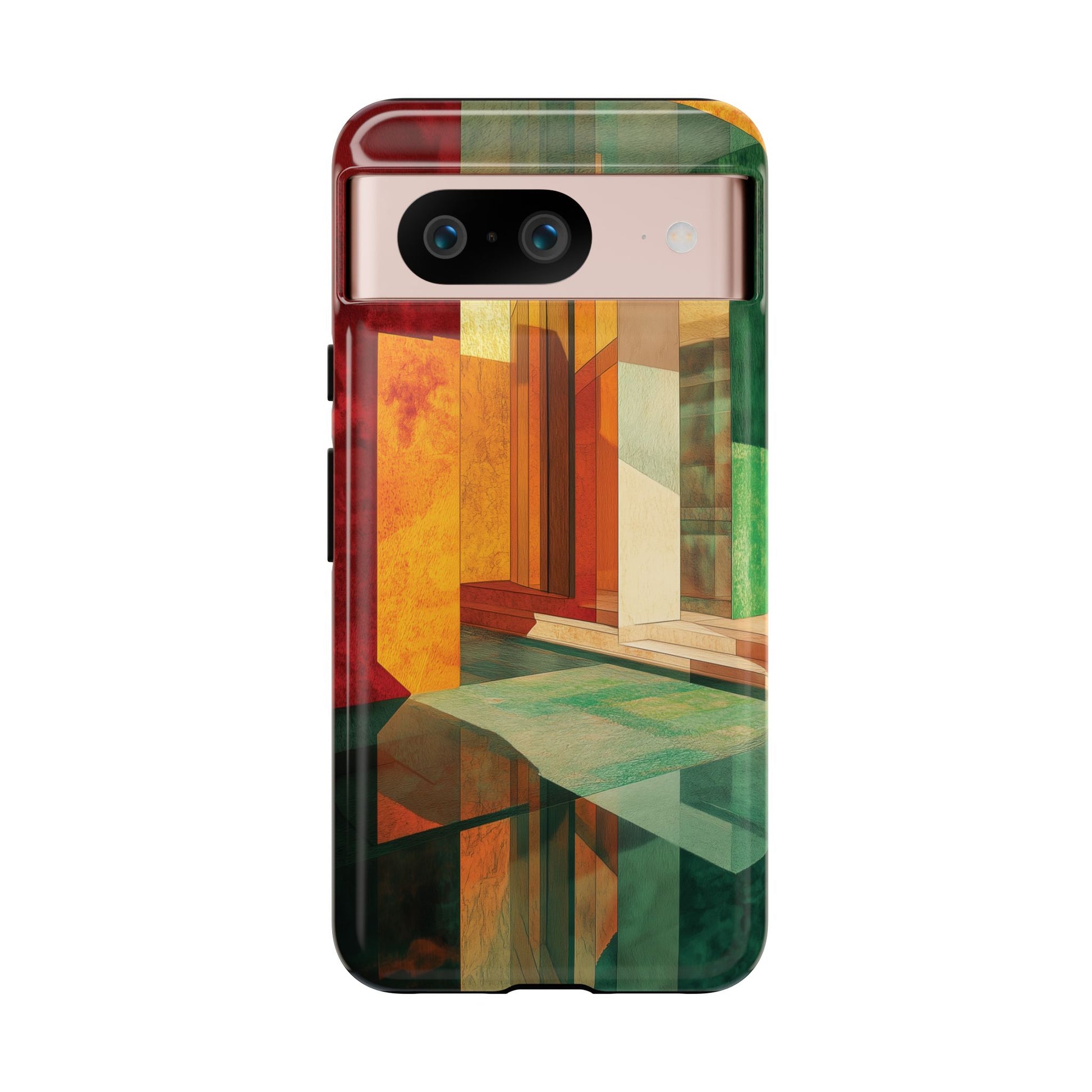 Art Deco Frank Lloyd Wright Inspired Usonian Phone Case Geometric Stained Glass Art Deco Marble Gold 13 14 15 16 iPhone Pro Max Galaxy Pixel