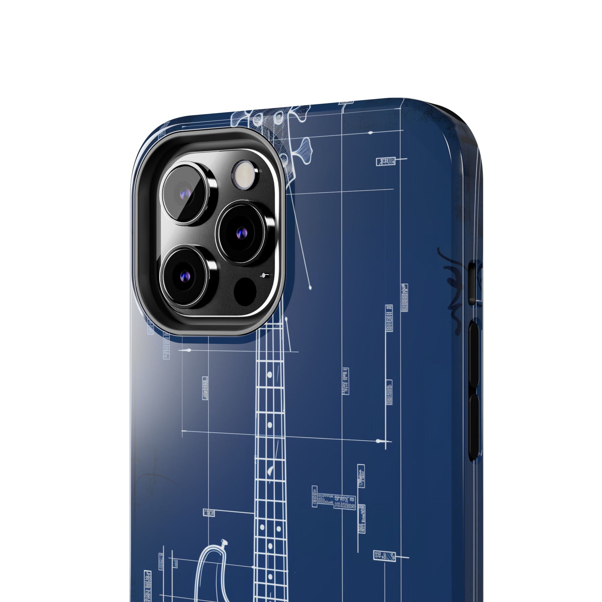 Guitar Phone Case Blueprint Schematic Vintage Custom Design Fender Gibson Rickenbacker Custom Rock Music Phone Accessories Musician Gift