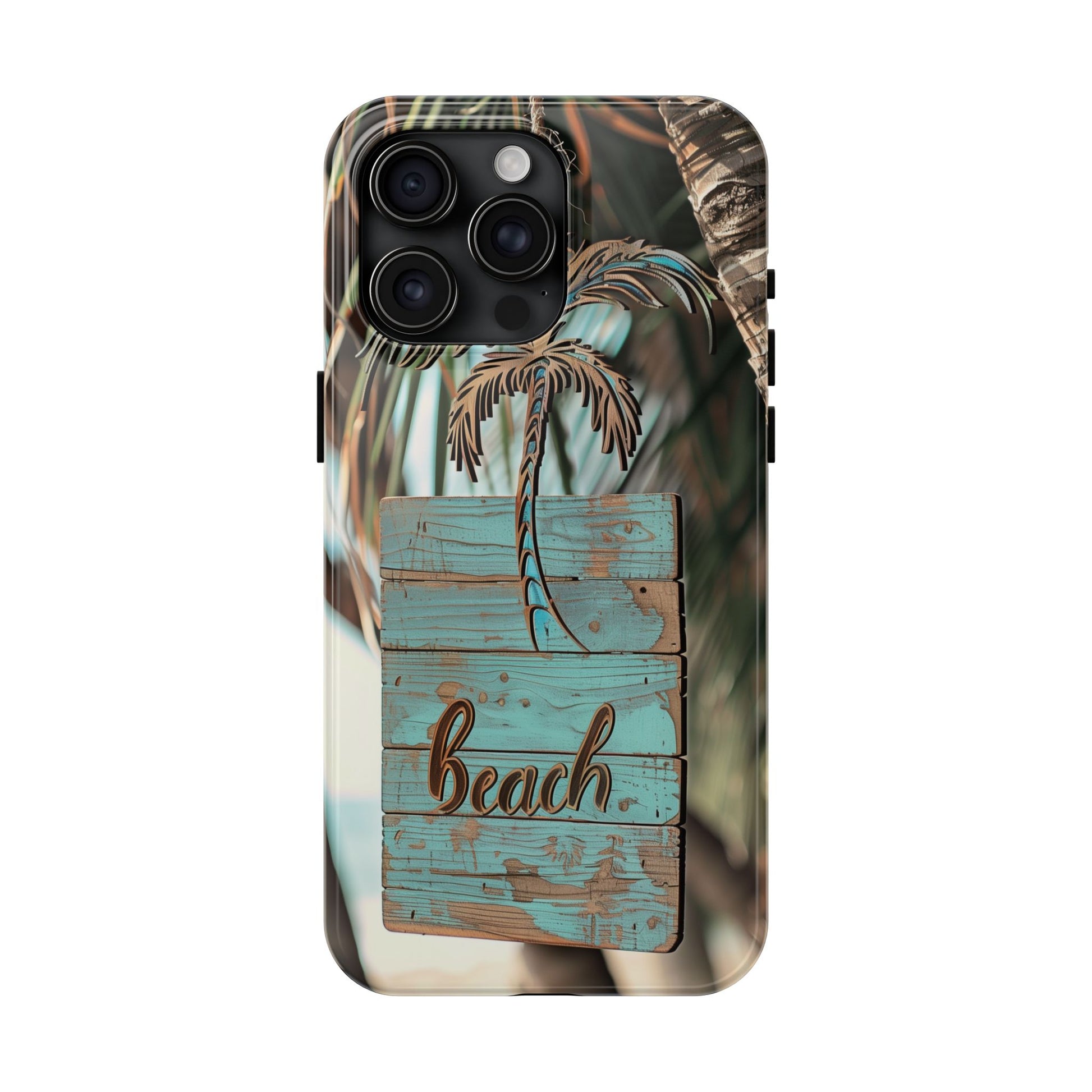 Durable Phone Case with Palm Tree Charm