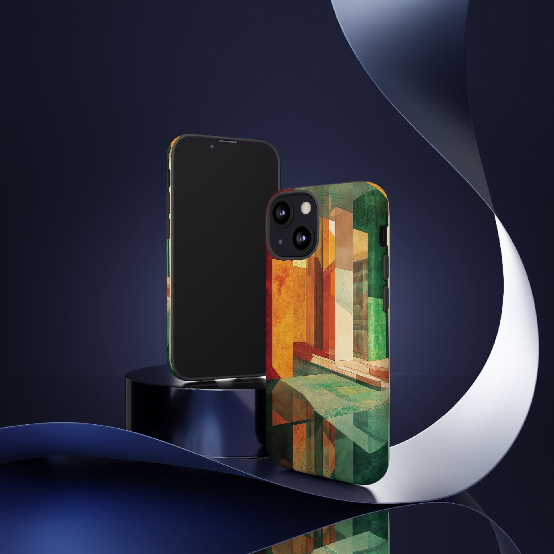 Art Deco Frank Lloyd Wright Inspired Usonian Phone Case Geometric Stained Glass Art Deco Marble Gold 13 14 15 16 iPhone Pro Max Galaxy Pixel
