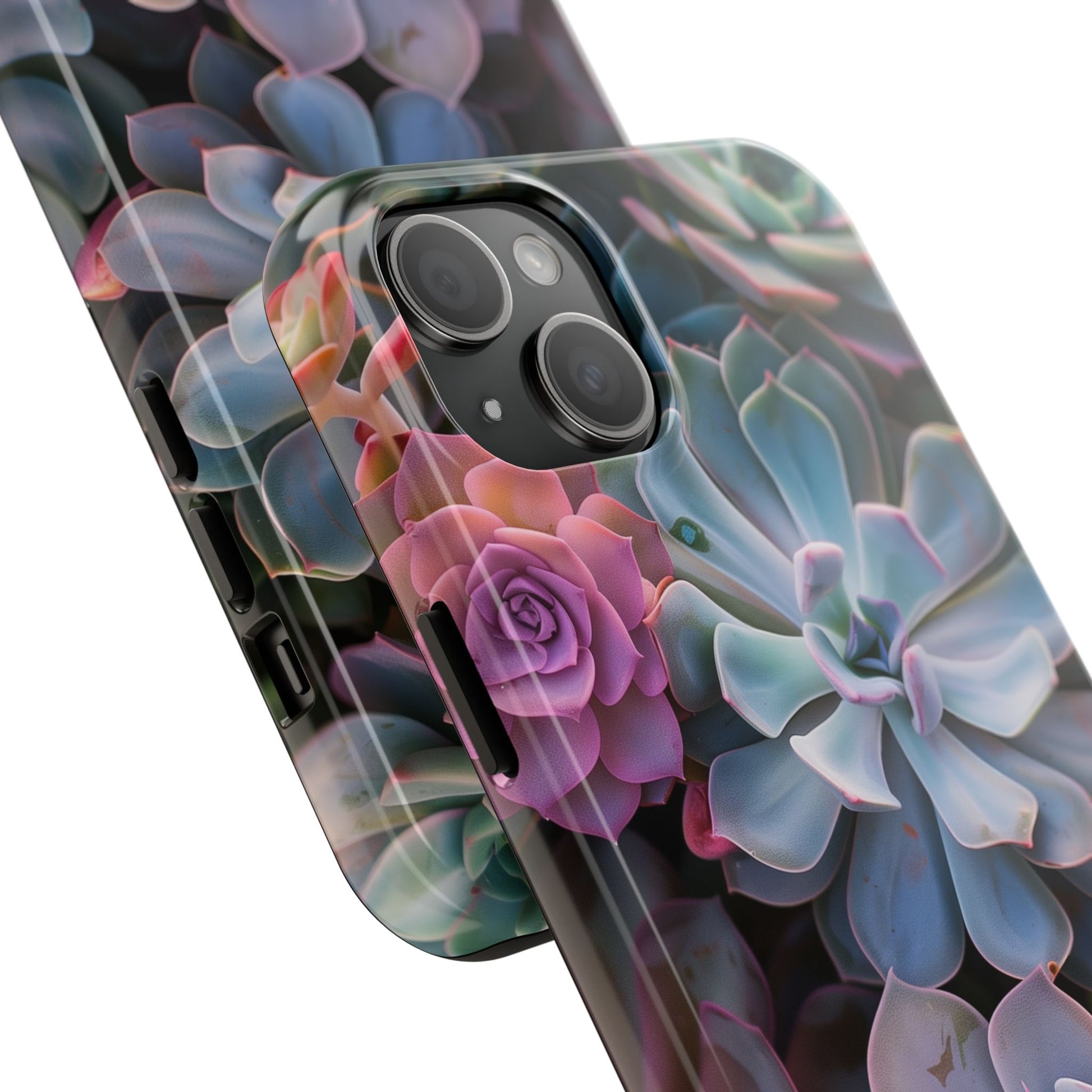 Pastel Succulent Flower Design Durable Phone Case - Tough Protection for iPhones
