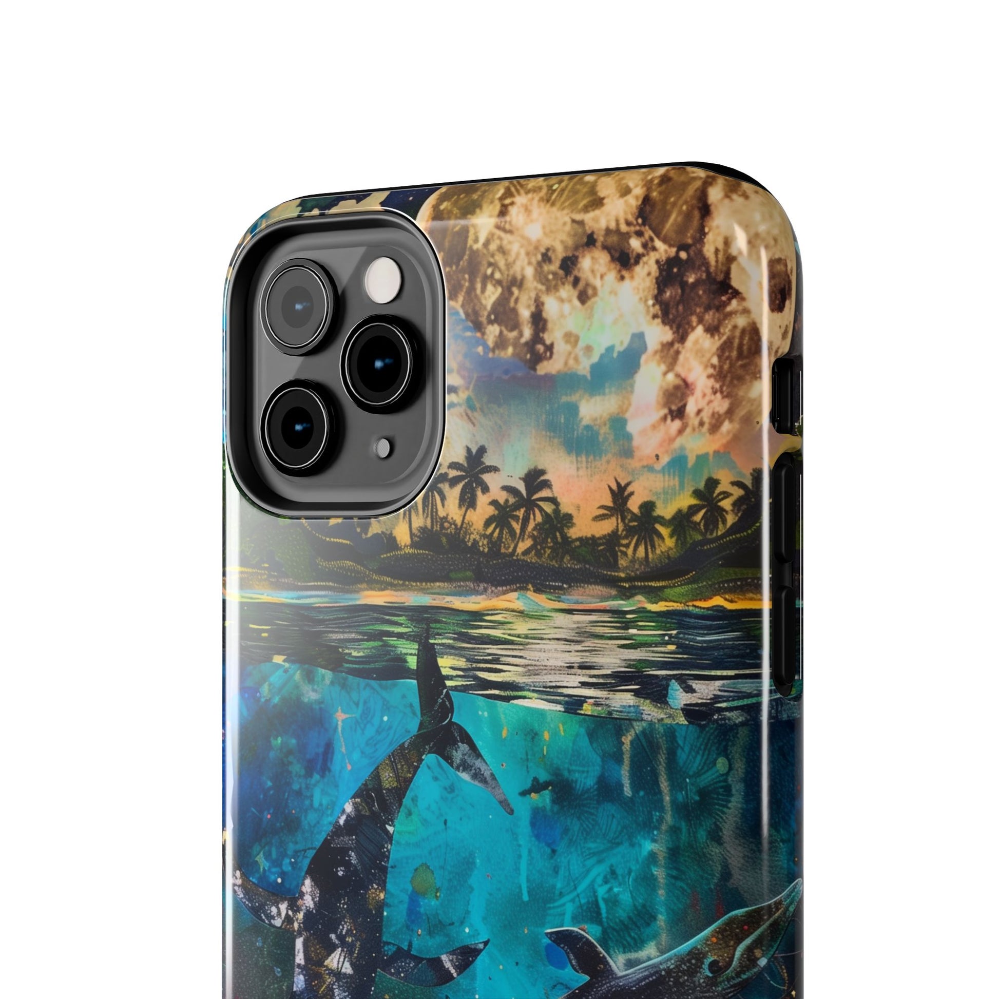 Abstract Moonlit Whales Underwater Phone Case - Durable and Stunning Protective Cover