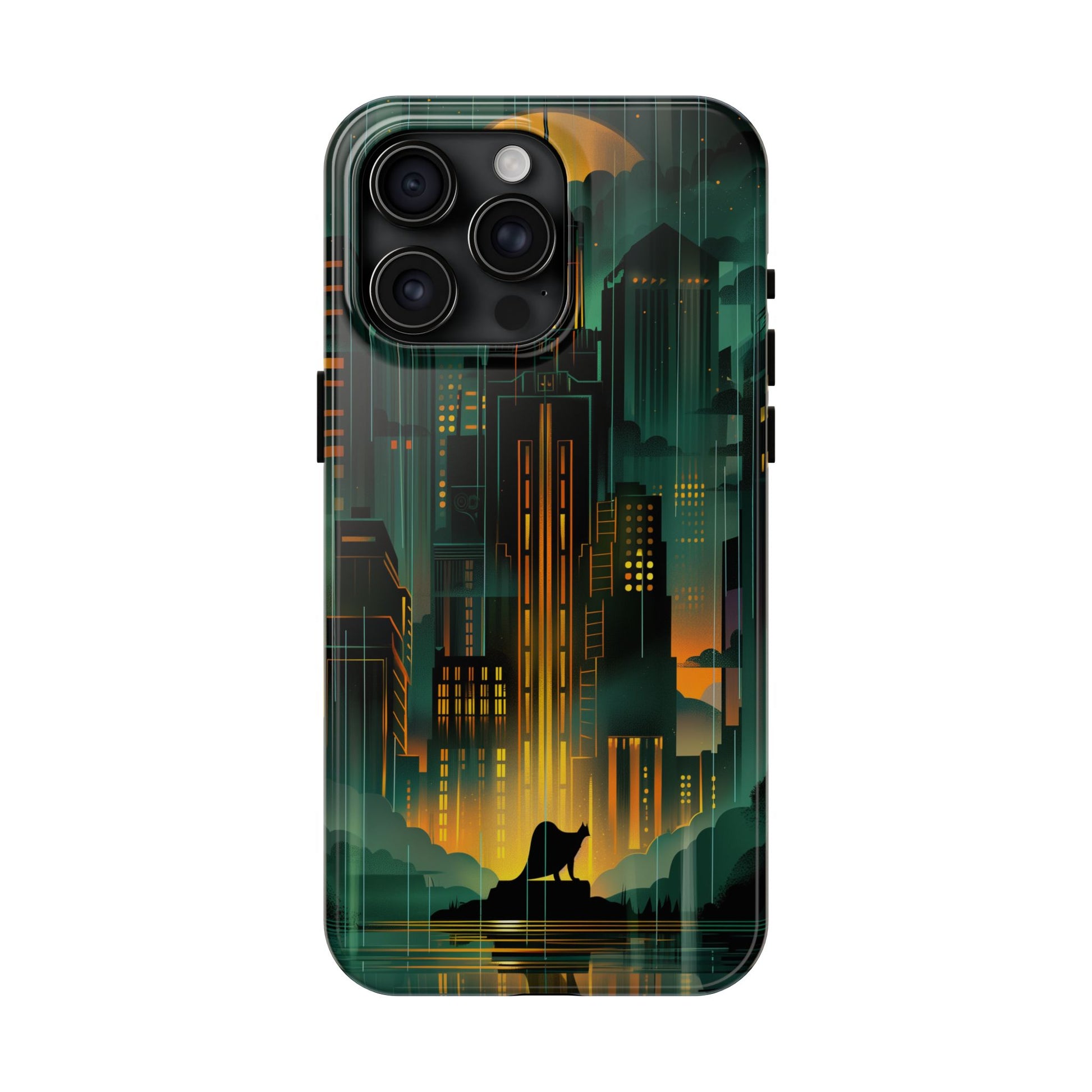 Nighttime Batman Phone Case - Gotham Art Deco Style - Noir Inspired Phone Cover - Dark Knight Accessory