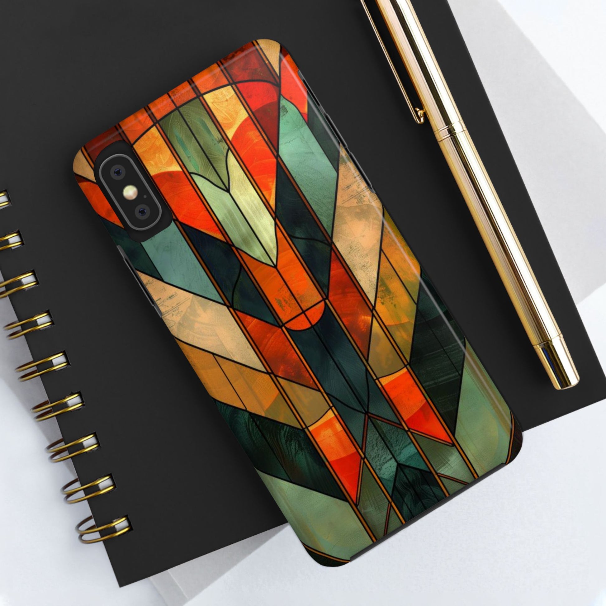 Noir Art Deco Colorful Stained Glass - Durable Dual Layer Iphone Case - Architect Phone Case