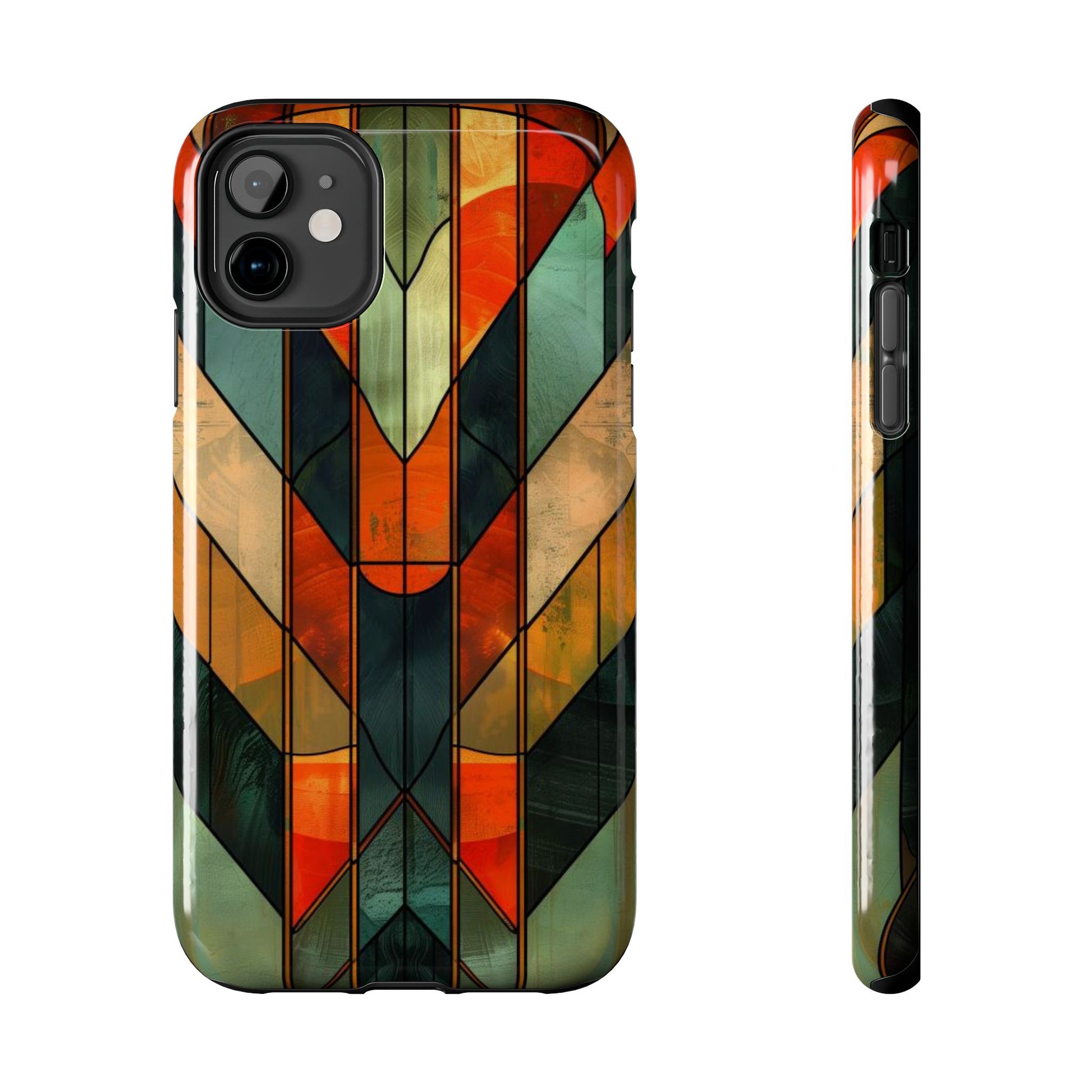Noir Art Deco Colorful Stained Glass - Durable Dual Layer Iphone Case - Architect Phone Case