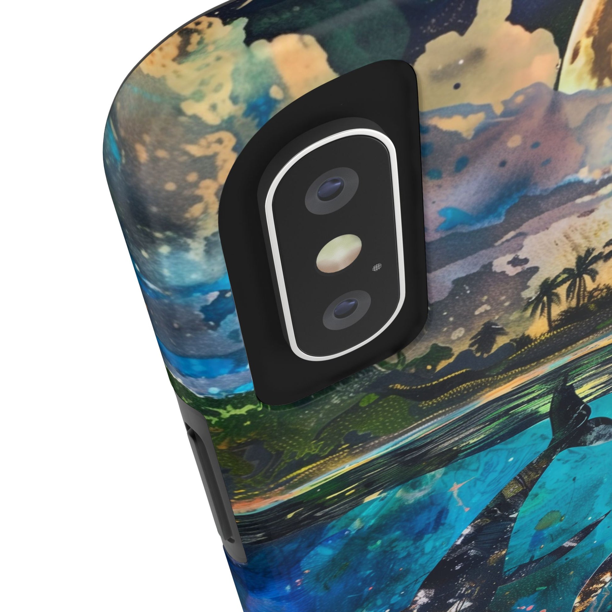 Abstract Moonlit Whales Underwater Phone Case - Durable and Stunning Protective Cover