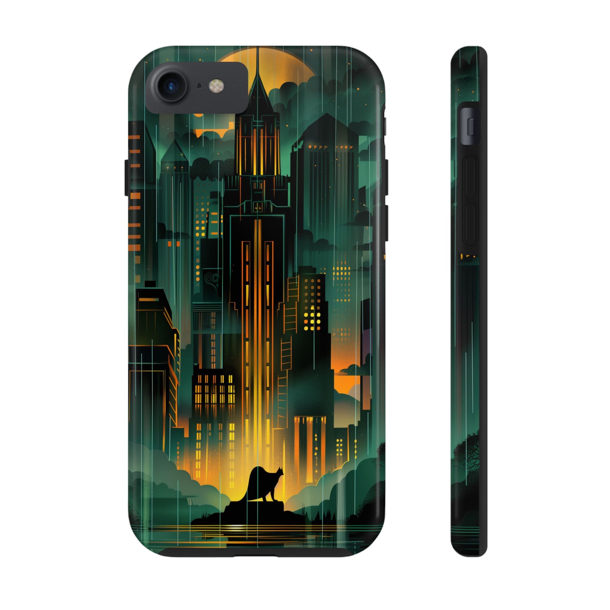 Nighttime Batman Phone Case - Gotham Art Deco Style - Noir Inspired Phone Cover - Dark Knight Accessory
