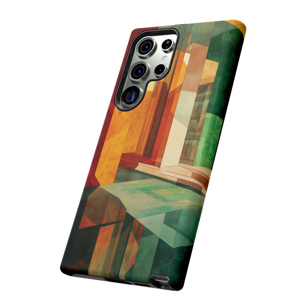 Art Deco Frank Lloyd Wright Inspired Usonian Phone Case Geometric Stained Glass Art Deco Marble Gold 13 14 15 16 iPhone Pro Max Galaxy Pixel