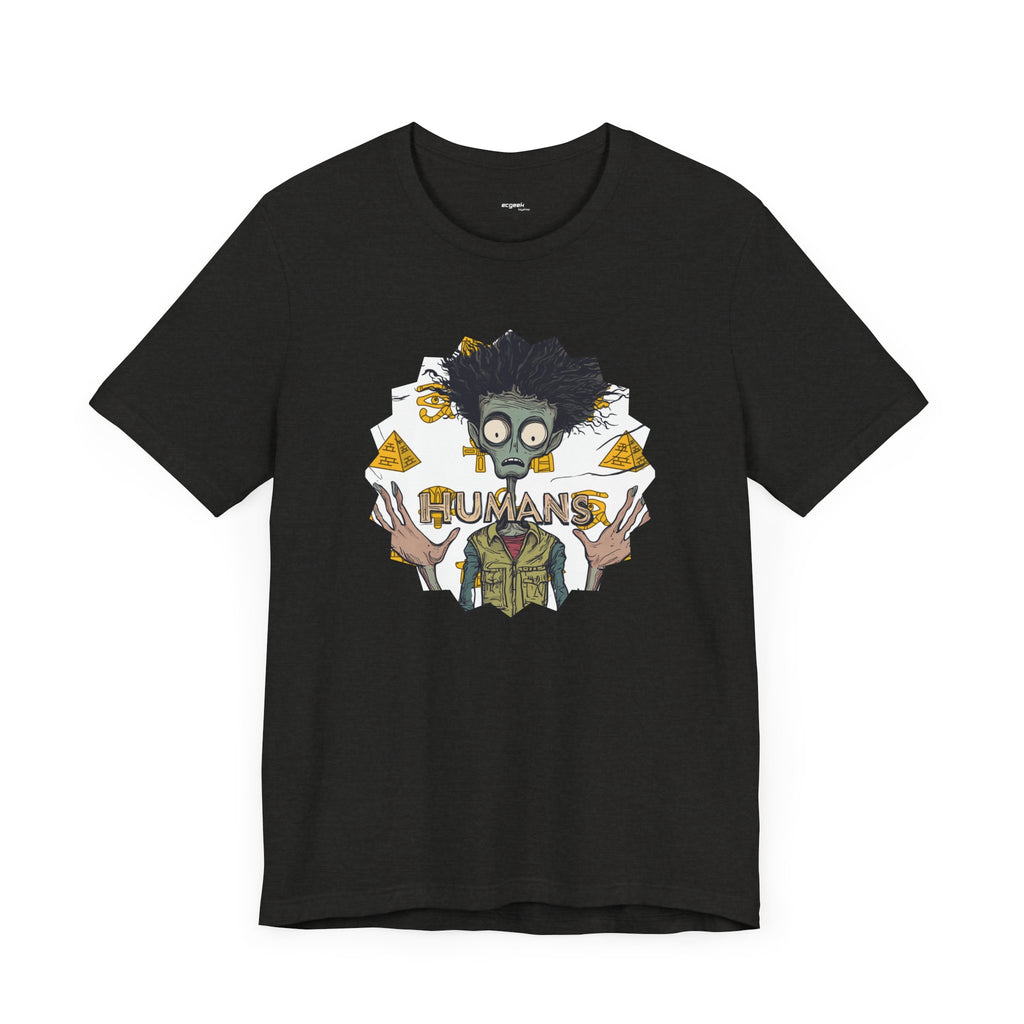 Alien Conspiracy Theory Ancient Human Fan Graphic Tee Crazy Hair Pyramids Egyptians UFO Shirt Extraterrestrial