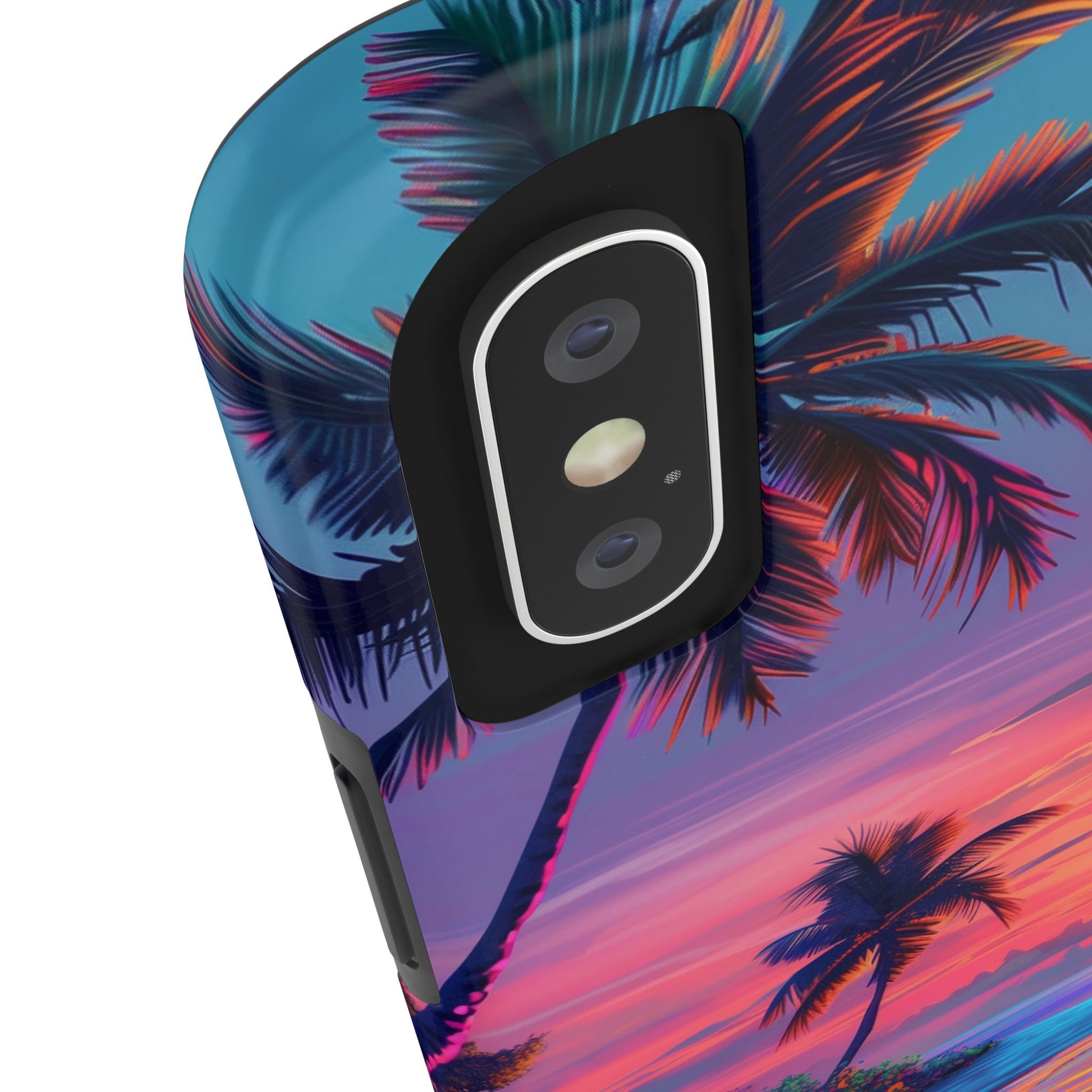 Tough Beach Scene Phone Case - Durable Phone Cover with Lisa Frank Inspired Beach Art - Protective Case with Vibrant Beach Design