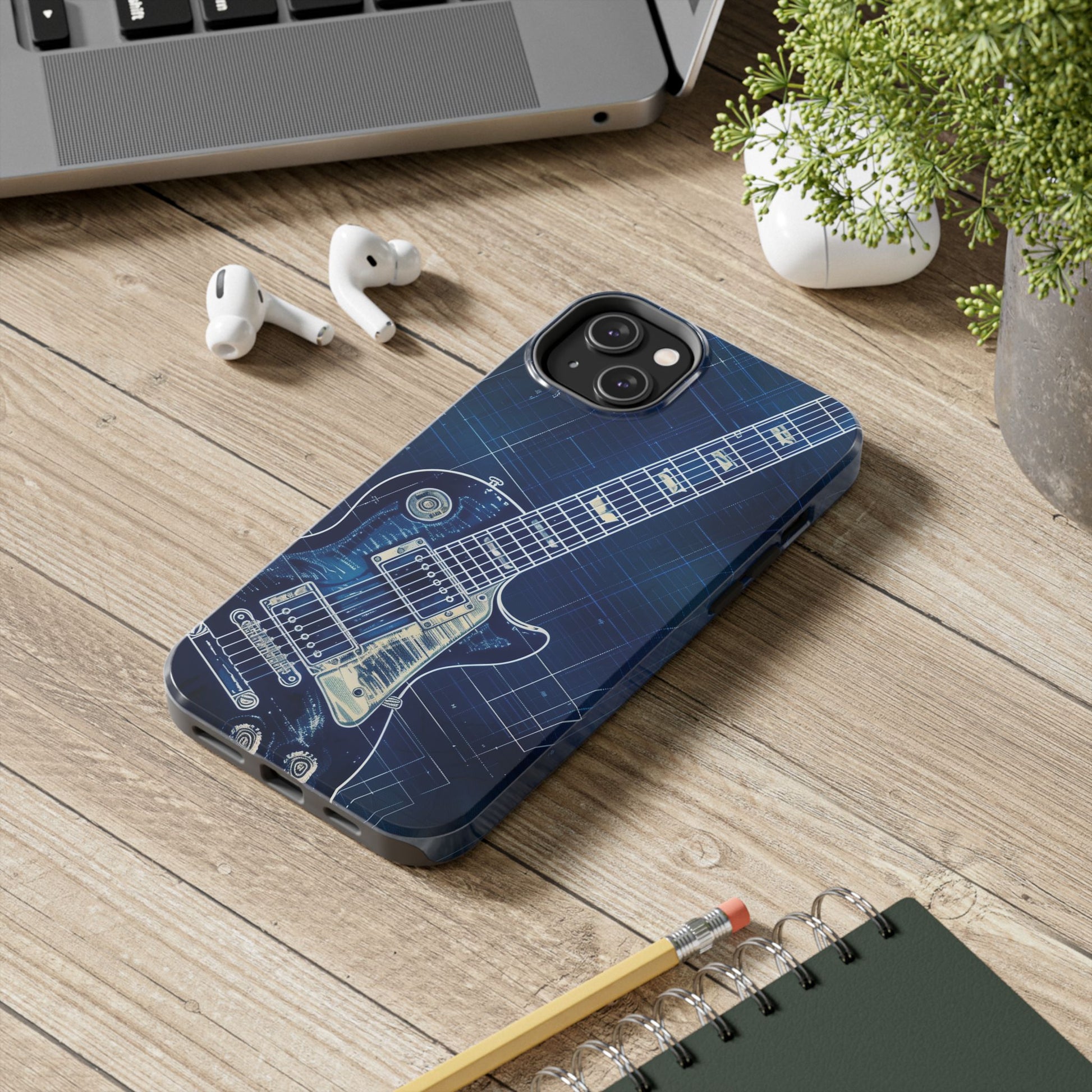 Guitar Phone Case, Guitar Blueprint iPhone Cover, Vintage Guitar Design, Custom iPhone Covers, Rock Music Phone Accessories, Musician Gift