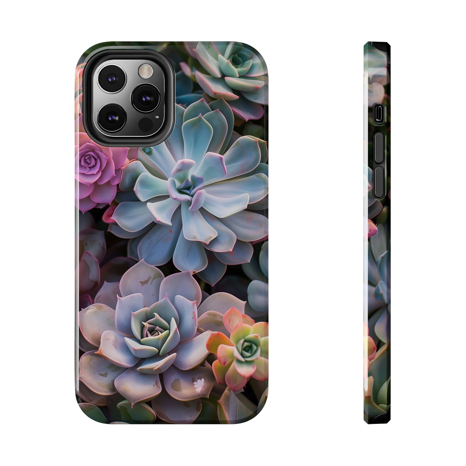 Pastel Succulent Flower Design Durable Phone Case - Tough Protection for iPhones