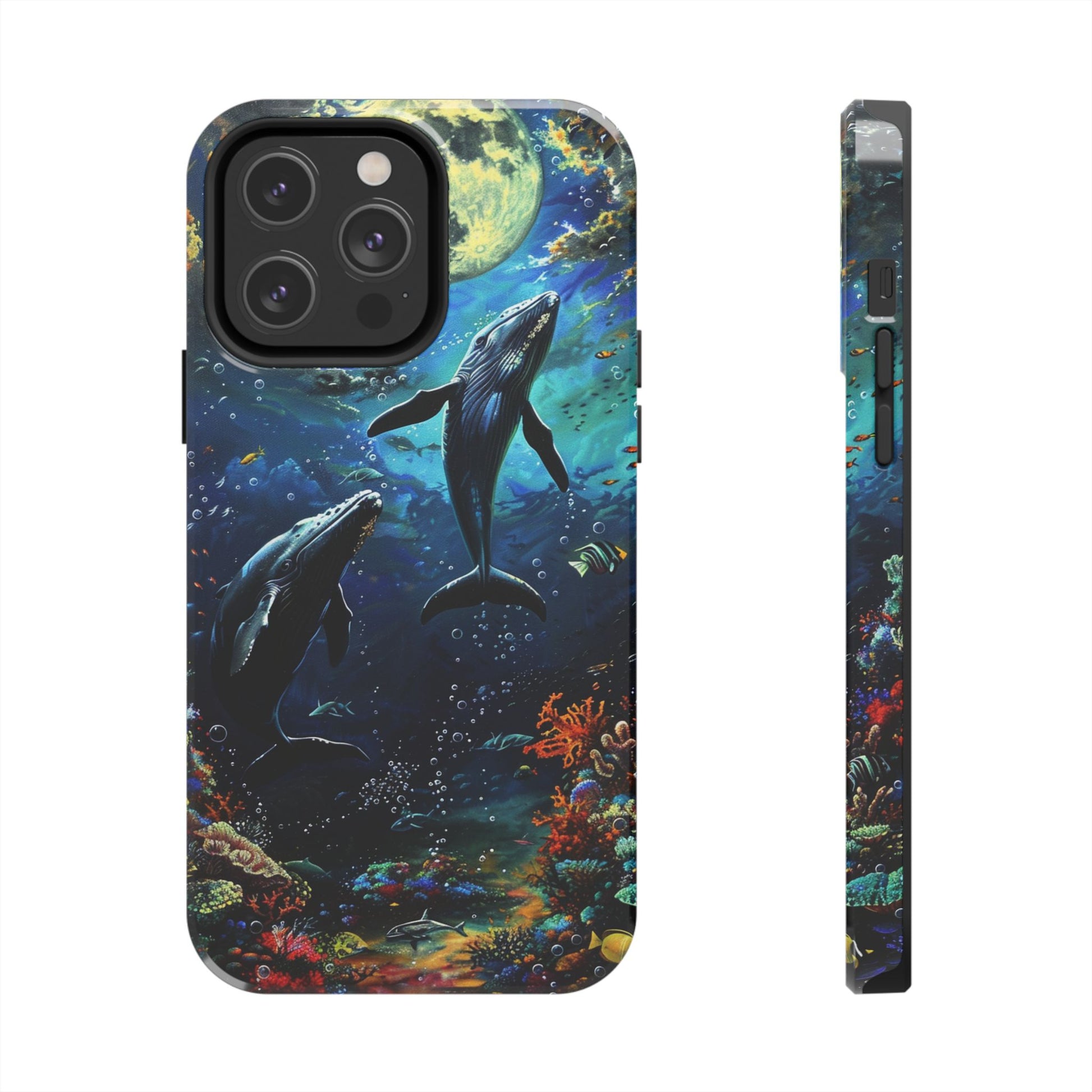 Moonlit Whales Underwater Phone Case - Durable and Stunning Protective Cover