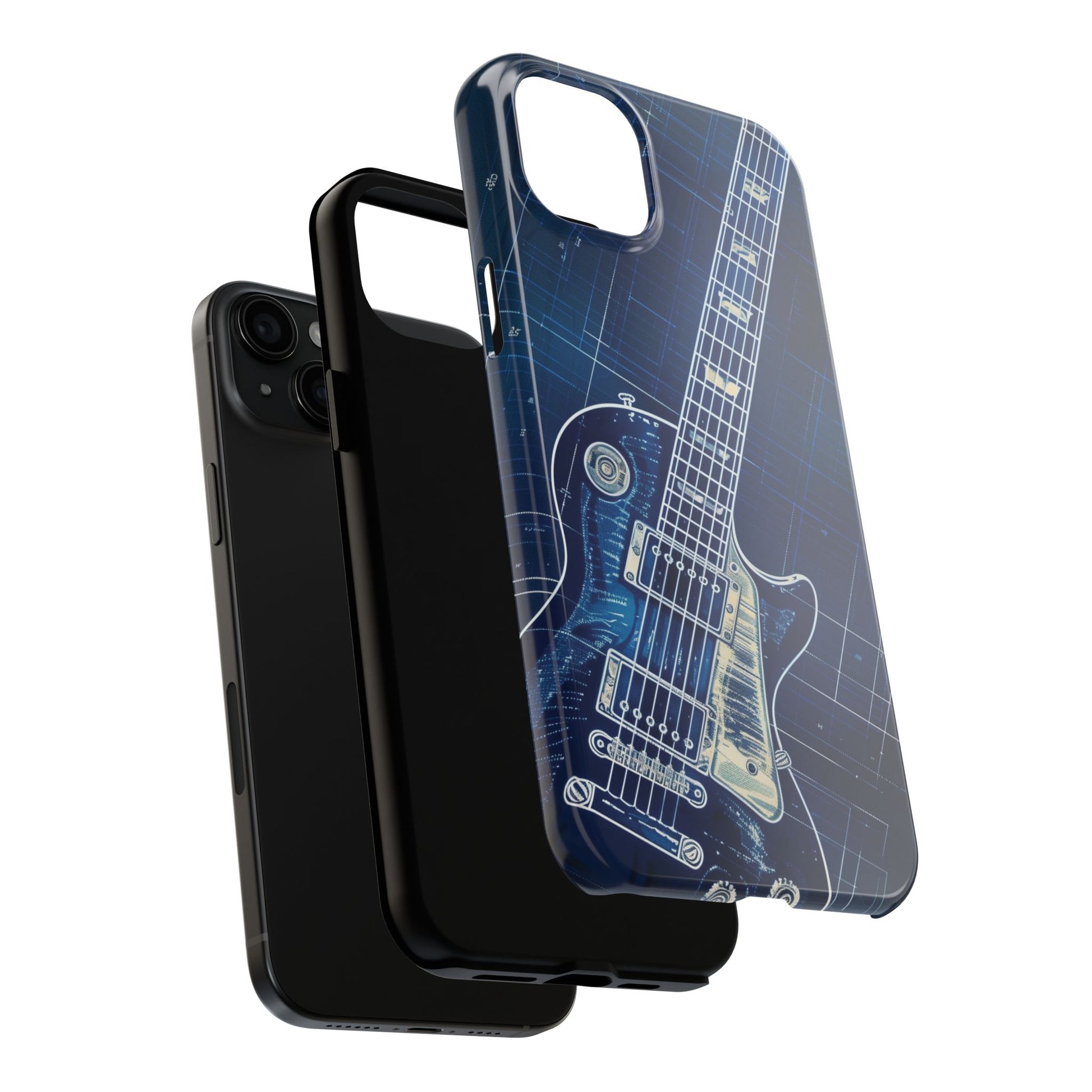 Guitar Phone Case, Guitar Blueprint iPhone Cover, Vintage Guitar Design, Custom iPhone Covers, Rock Music Phone Accessories, Musician Gift