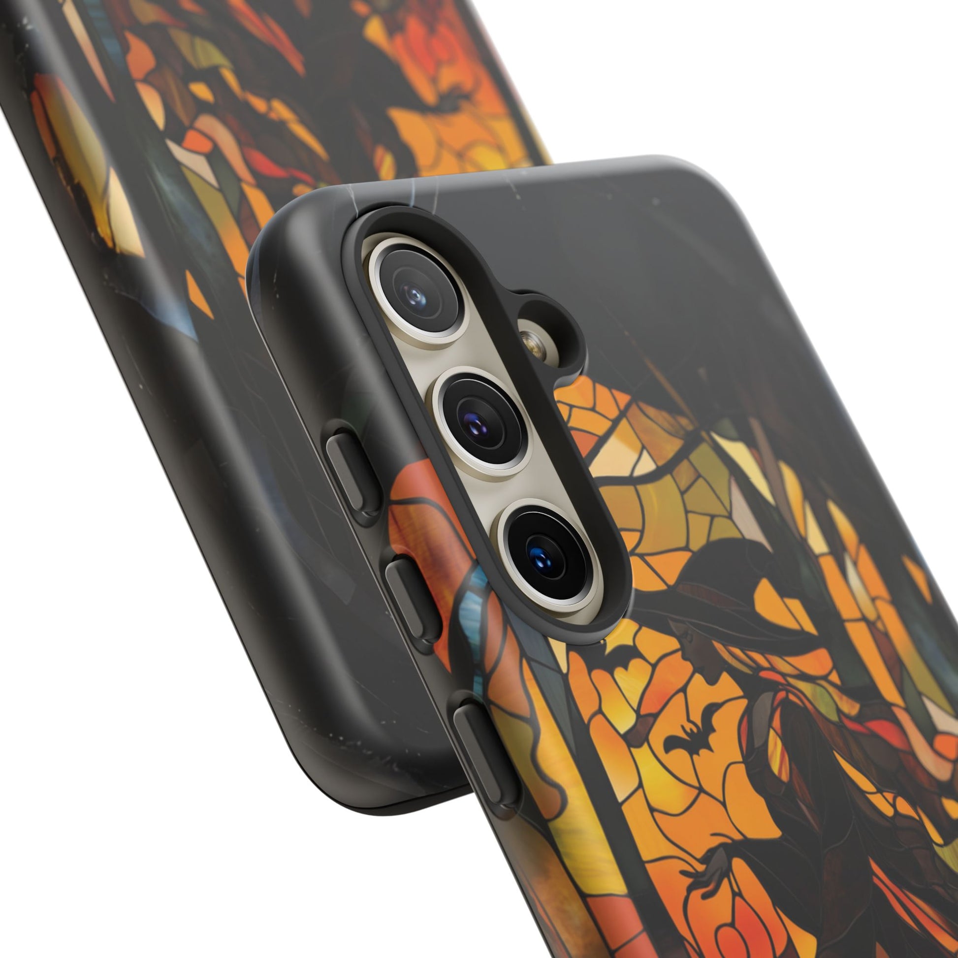 Halloween Witch Stained Glass Effect Dark Academia Spooky Fall Witchy Pumpkin Bats Seasonal Fall Mosaic Case iPhone 13 14 15 16 Pro Max