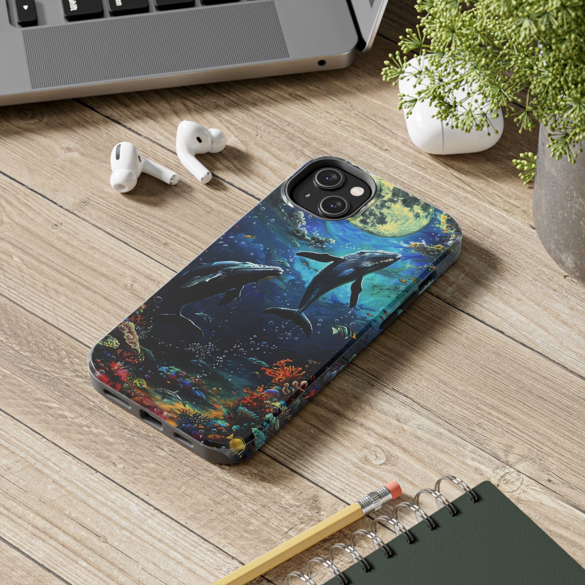 Moonlit Whales Underwater Phone Case - Durable and Stunning Protective Cover