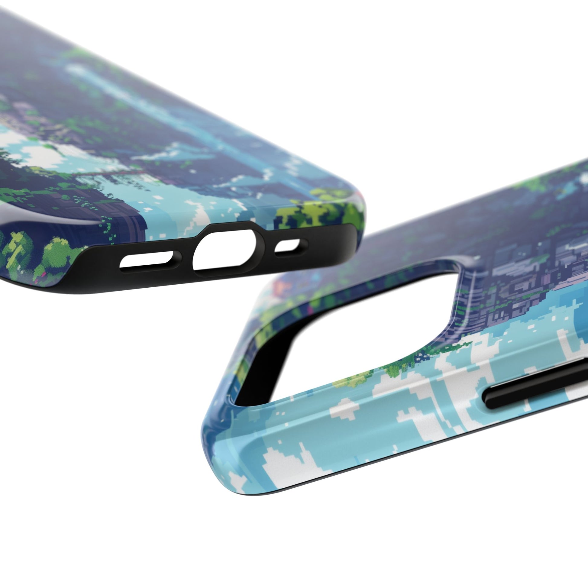 Pixel Art Video Game Landscapes Phone Case, Retro Gaming Pixelated Design, Geeky Gamer Phone Cover, Unique Video Game Art Accessories