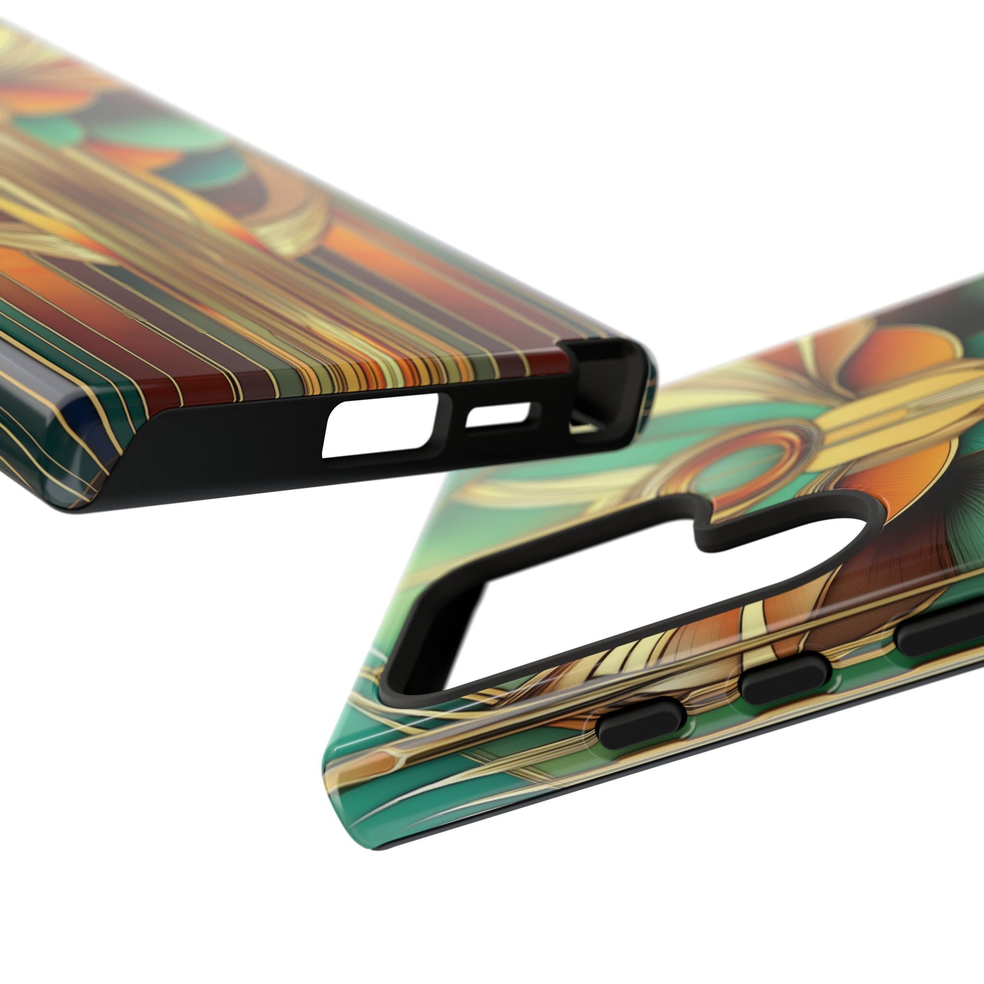 Art Deco Mermaid Frank Lloyd Wright Inspired Phone Case Geometric Stained Glass Art Deco Gold 13 14 15 16 iPhone Pro Max Galaxy Pixel