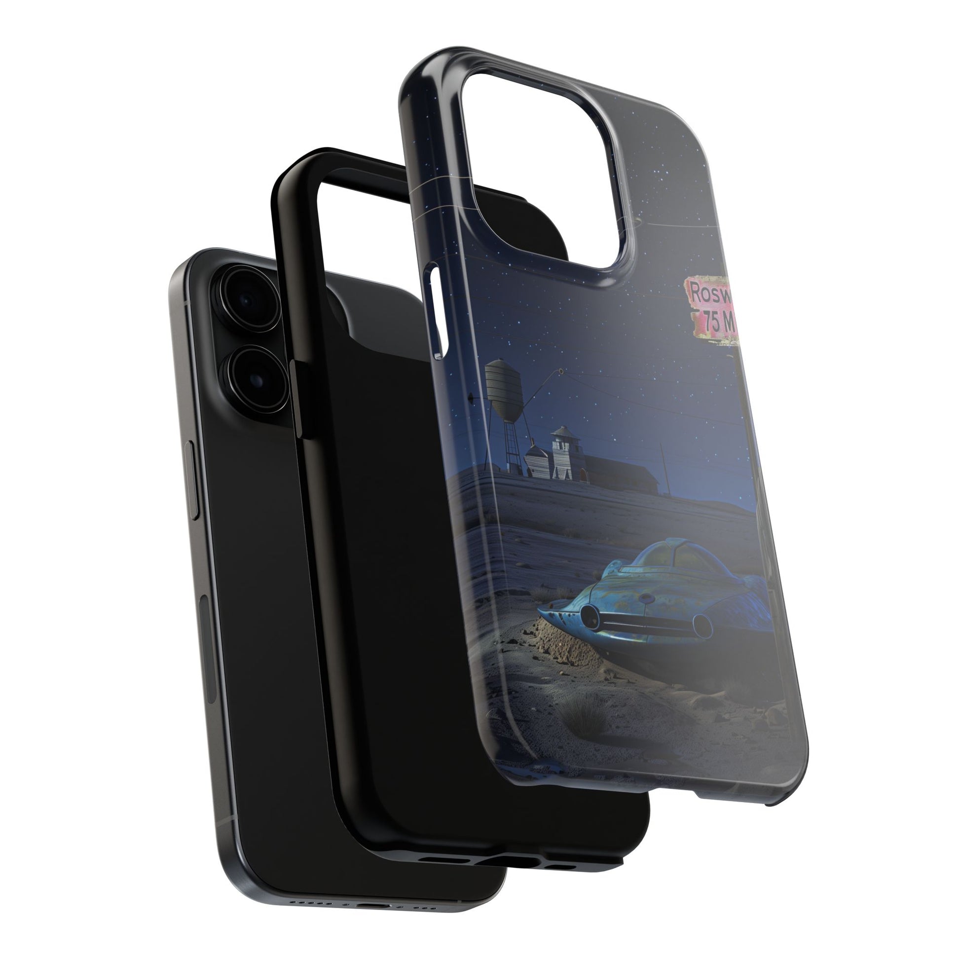 UFO Phone Case, Tough iPhone Case, Roswell UFO Crash Phone Case, Alien Invasion Design, Extraterrestrial iPhone Cover, Unique Sci-Fi Gift