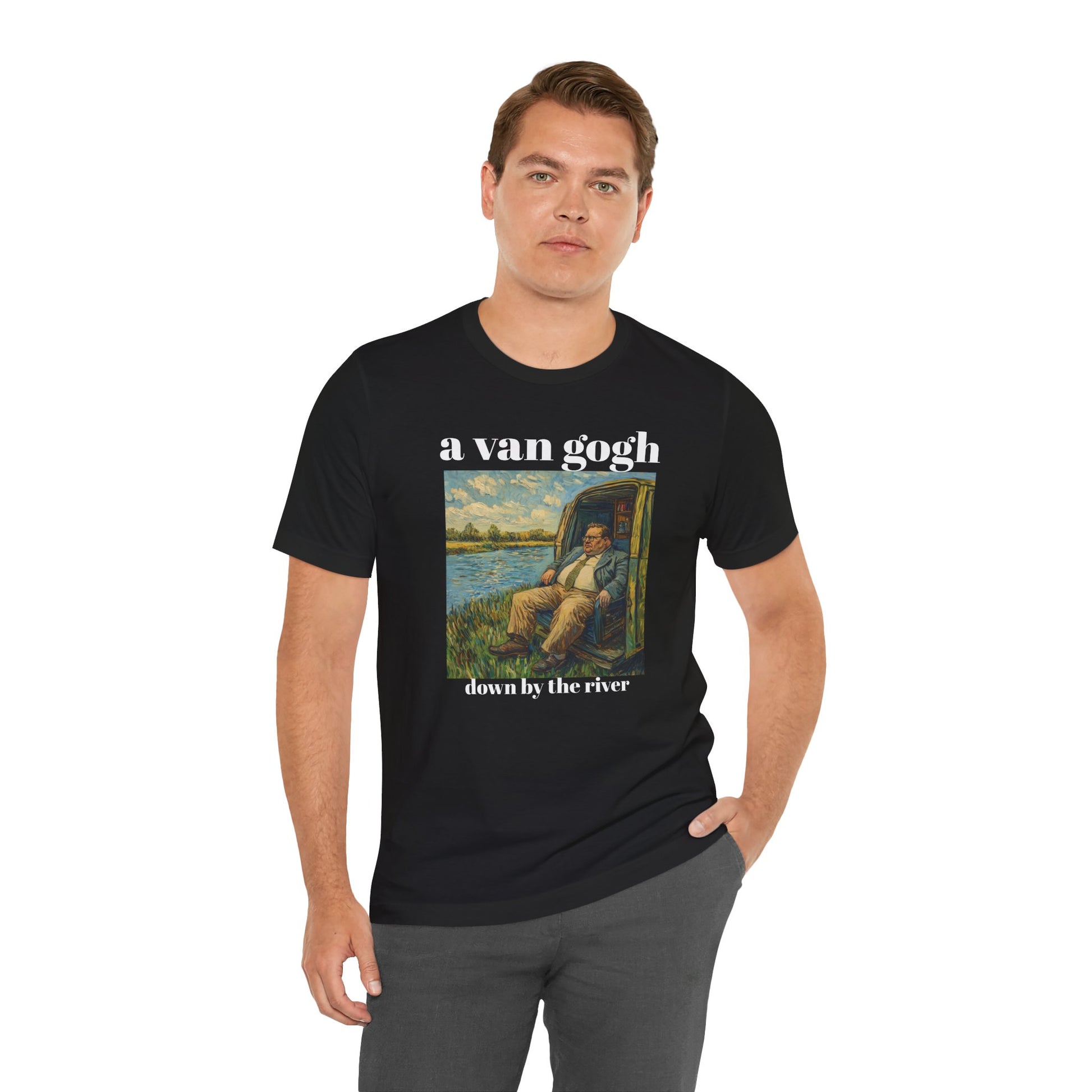 Tshirt Van Gogh Down by the River Van Gogh Style Print Sitting by a River Graphic Tee Tshirt Matte Foley Wall Decor ShirtFine Wall Art