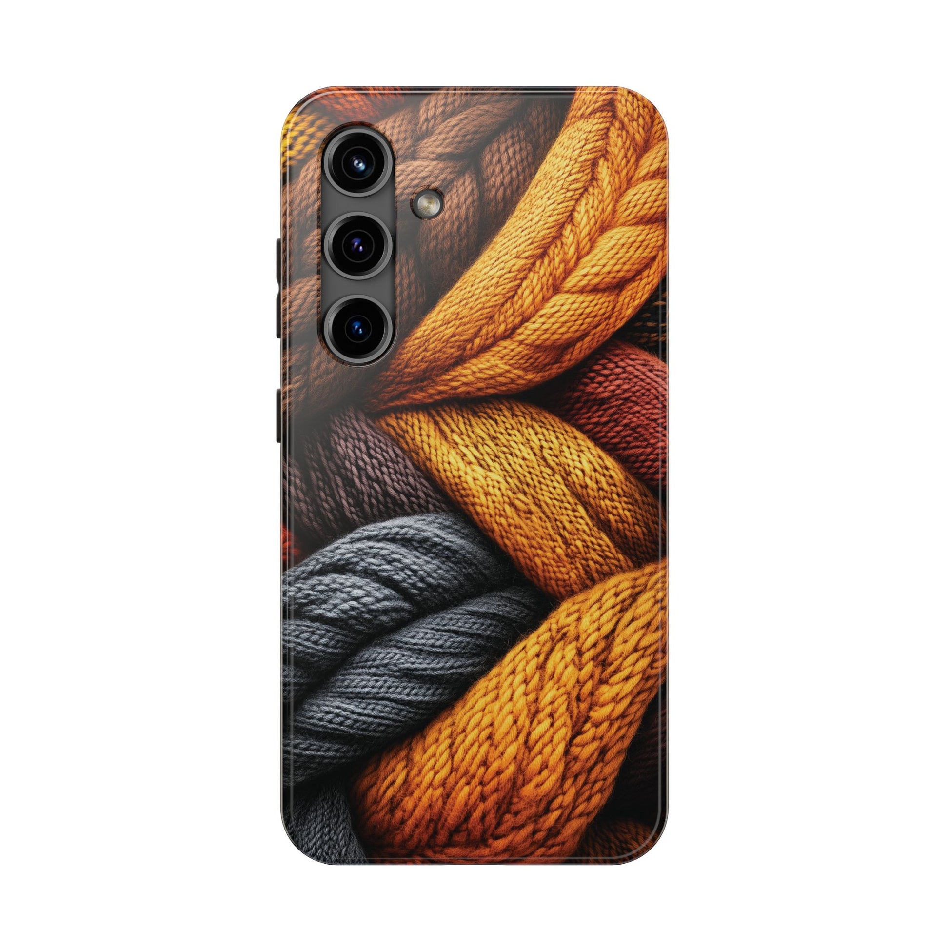 Fall Knit Sweater Cozy Cottagecore Phone Case Boho Embroidered Fall Colors Phone Cover for iPhone 13 14 15 Pro, Samsung Galaxy S22 S23
