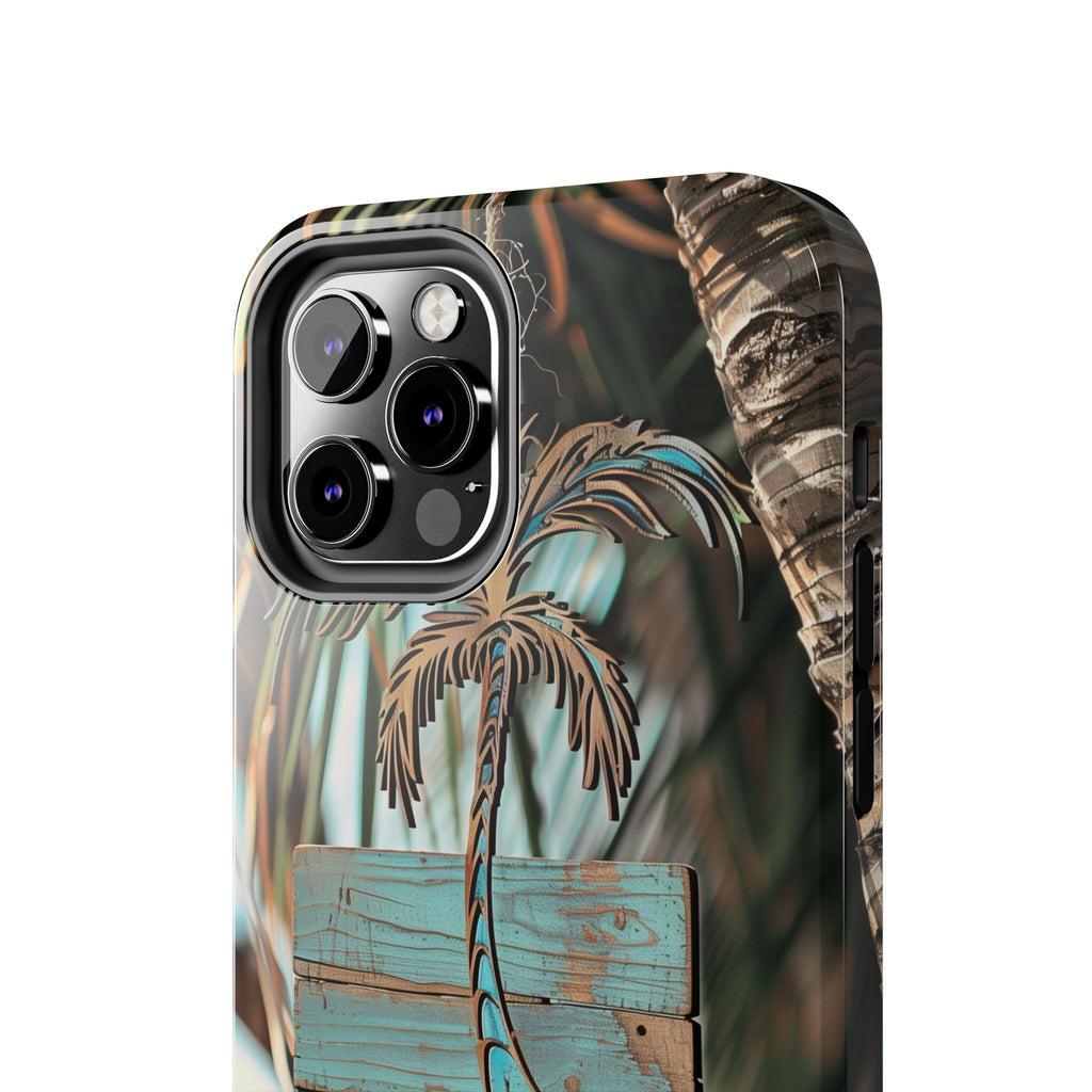 Durable Phone Case with Palm Tree Charm