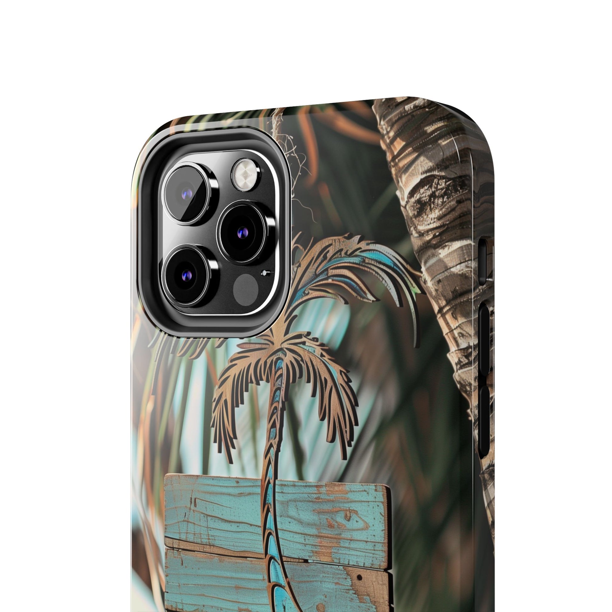 Durable Phone Case with Palm Tree Charm