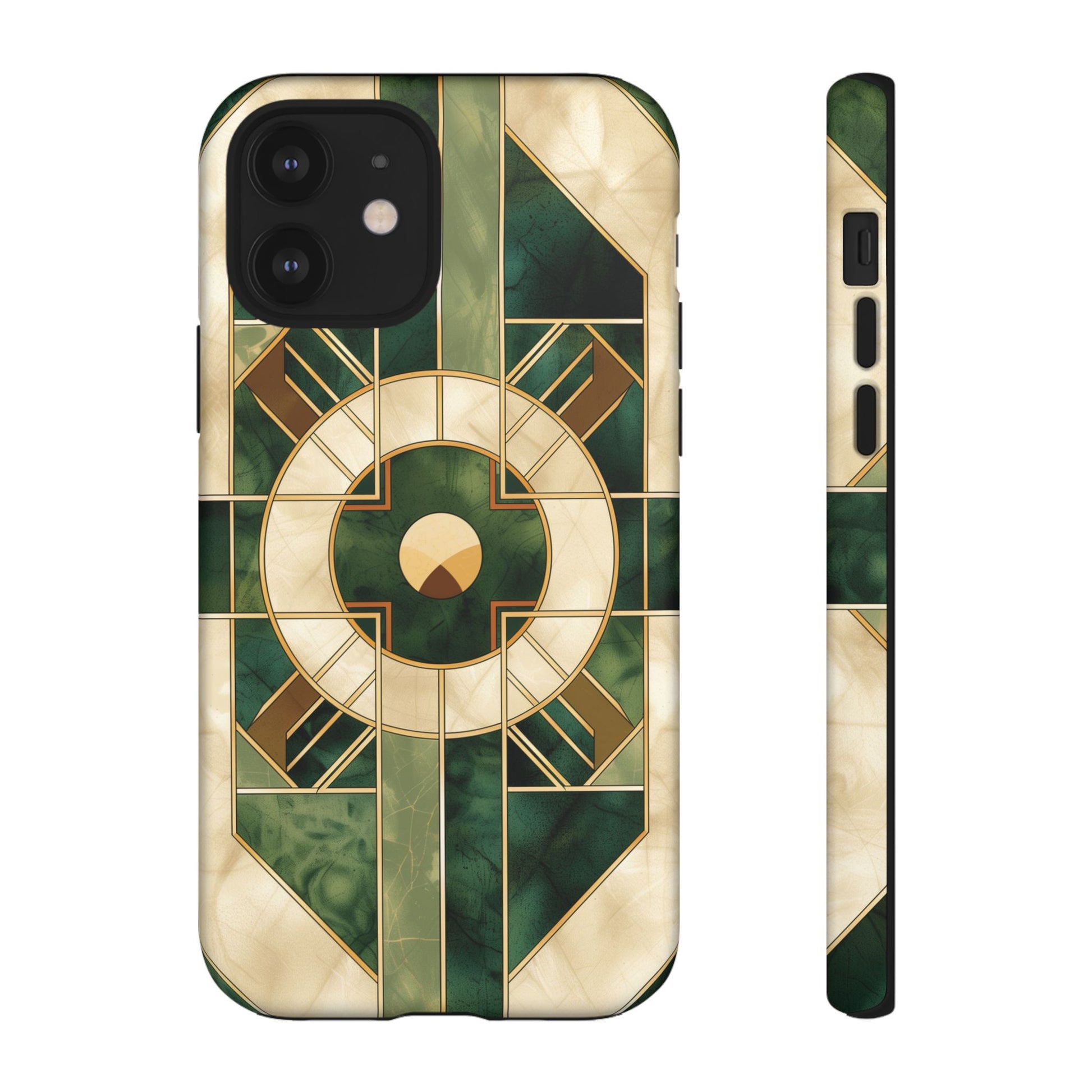 Green Frank Lloyd Wright Inspired Phone Case Geometric Elegance Stained Glass Art Deco Marble Gold 13 14 15 16 iPhone Pro Max Galaxy Pixel