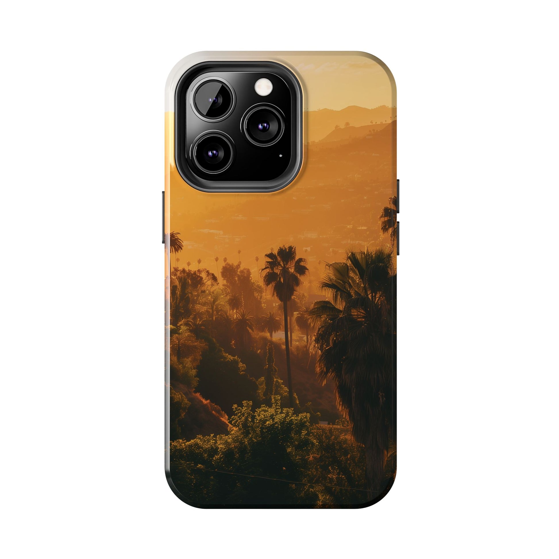 Los Angeles Sunset iPhone Case, Golden Hour Scenic View, Hollywood Hills Sunset Phone Case, Palm Trees Phone Case, iphone 15 pro max case