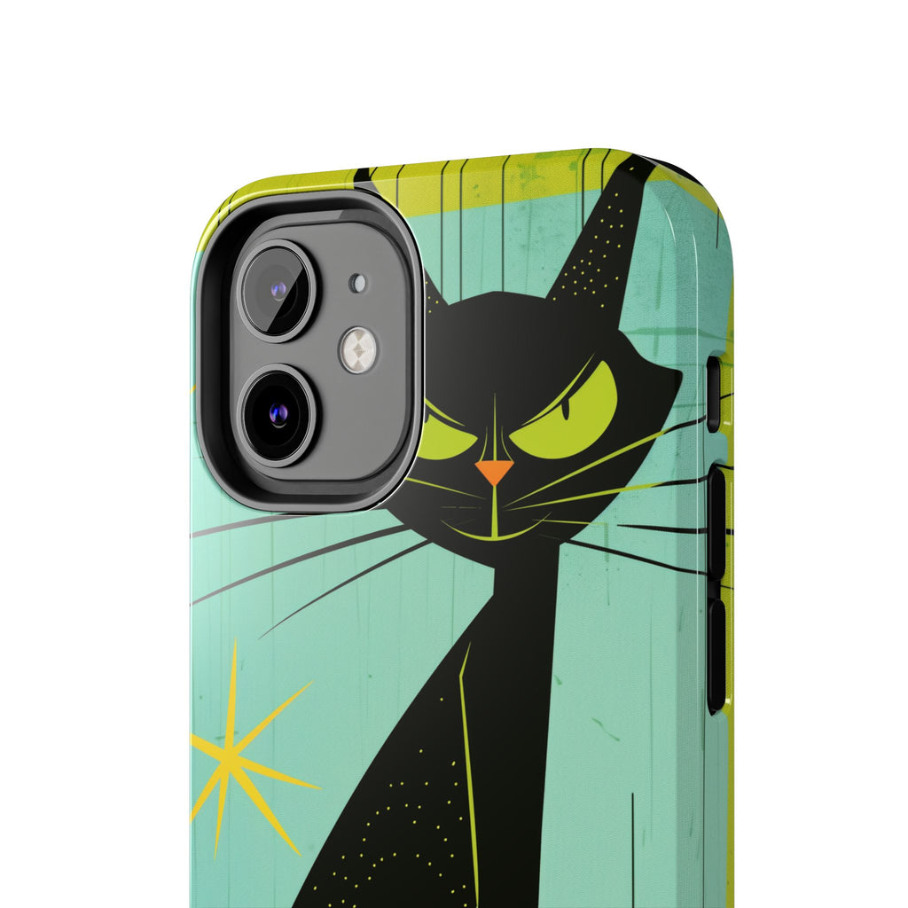 Mid-Century Modern Phone Case, Mid Mod iPhone Case, Atomic Cats iPhone Case, Retro Chic Smartphone Cover, Unique Artistic Phone Accessory