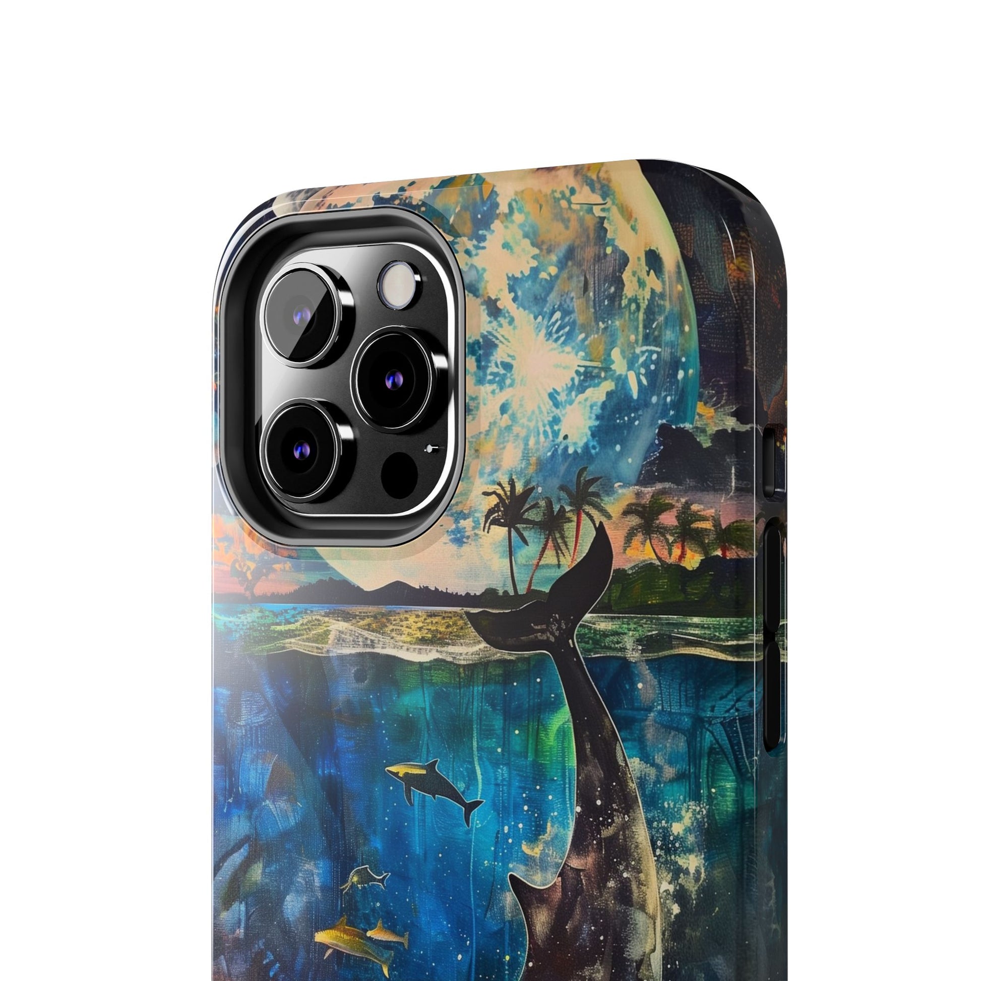 Abstract Moonlit Whale Underwater Phone Case - Durable and Stunning Protective Cover