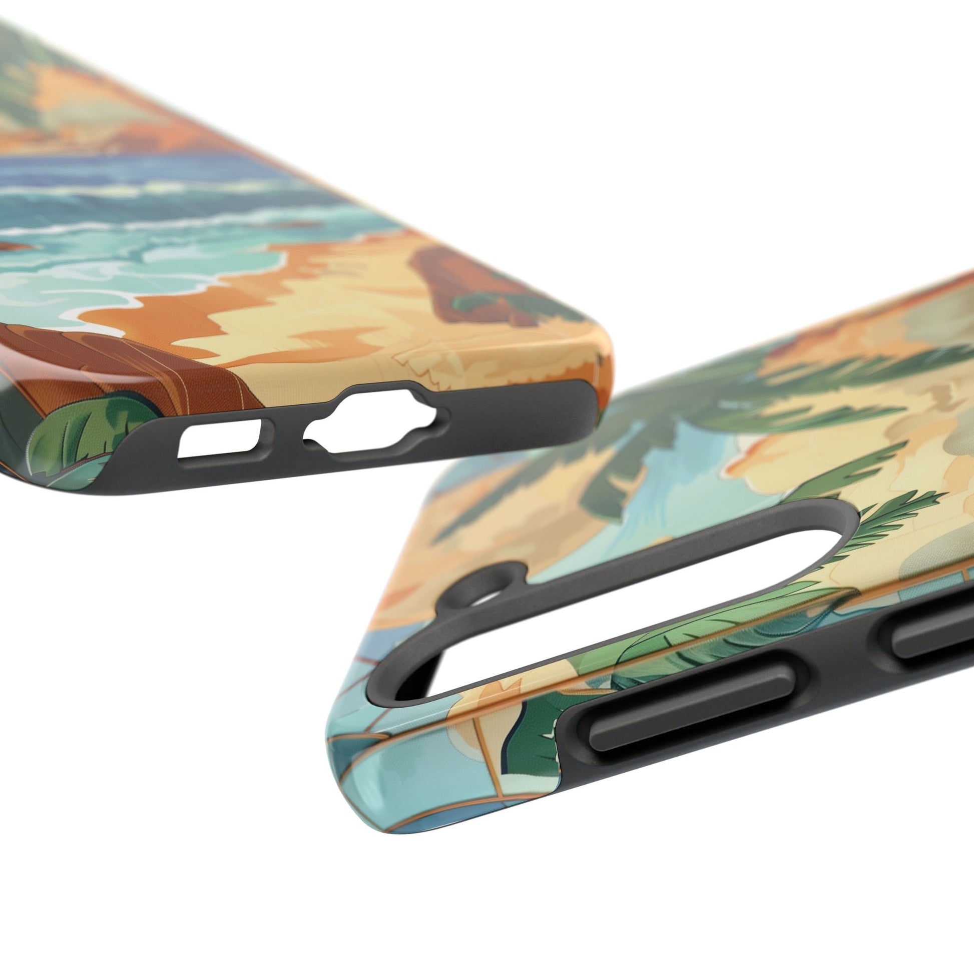 Retro Beach Scene Phone Case, Vintage Tropical Ocean iPhone Case, Summer Beach Phone Cover for iPhone, iphone 15 pro max