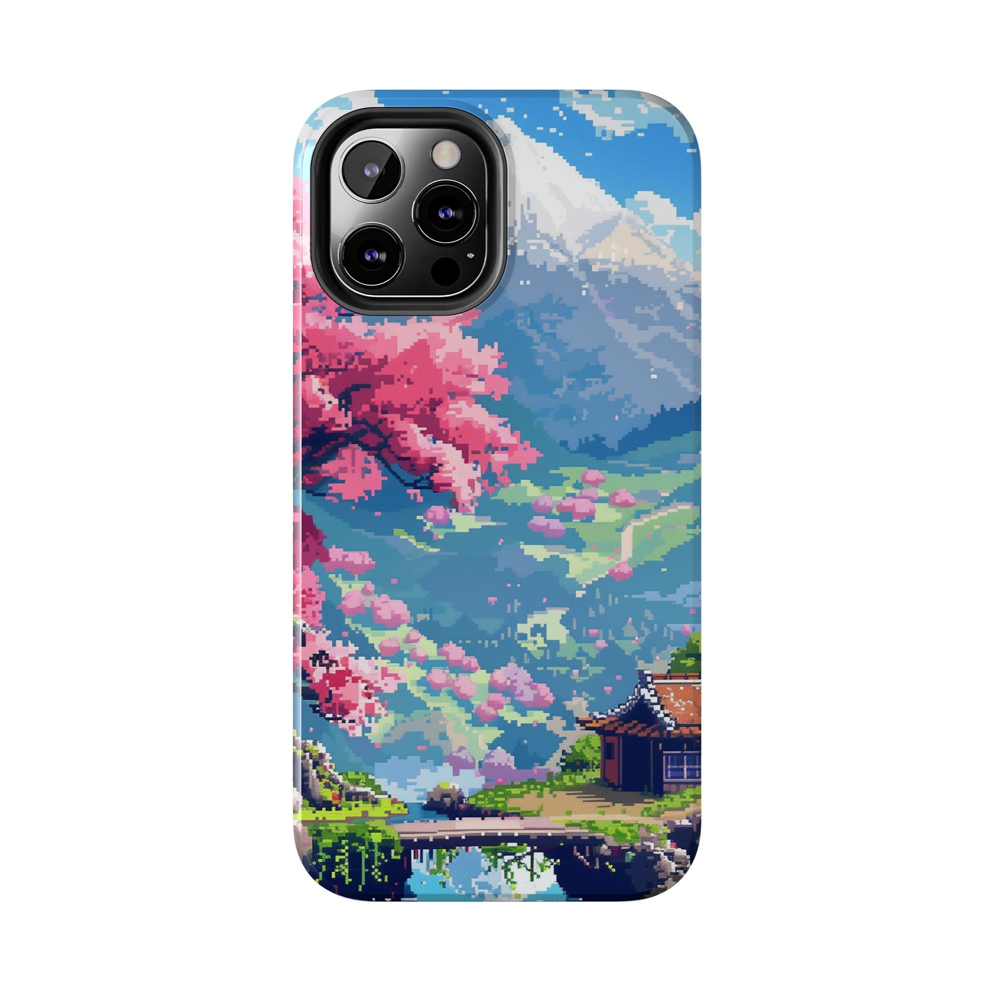 Pixel Art Video Game Landscapes Phone Case, Retro Gaming Pixelated Design, Geeky Gamer Phone Cover, Unique Video Game Art Accessories