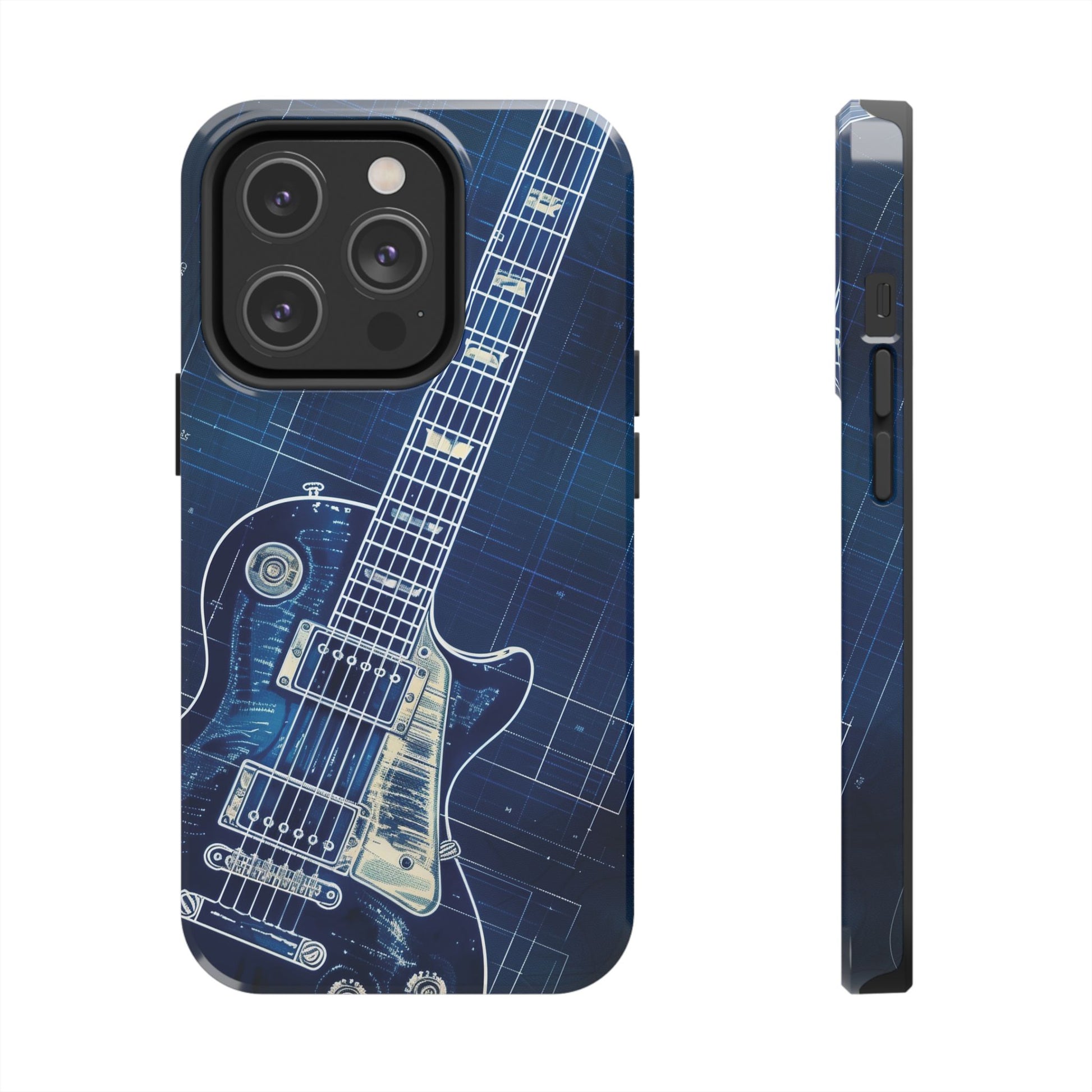 Guitar Phone Case, Guitar Blueprint iPhone Cover, Vintage Guitar Design, Custom iPhone Covers, Rock Music Phone Accessories, Musician Gift