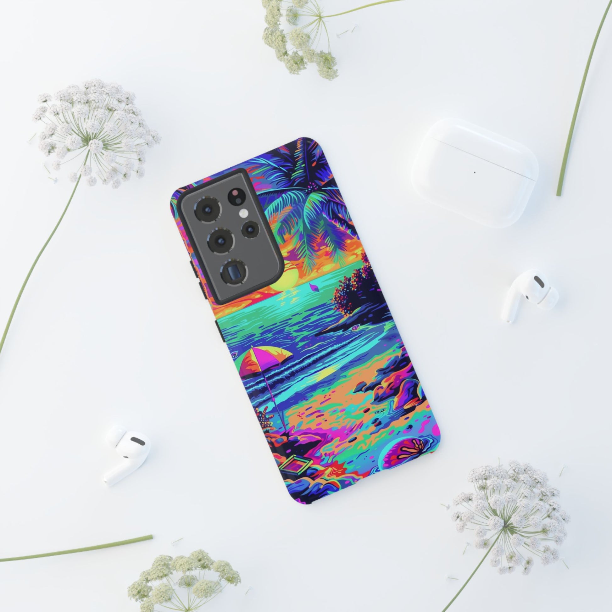 Beach Bliss: Durable Android Phone Case with Lisa Frank Style