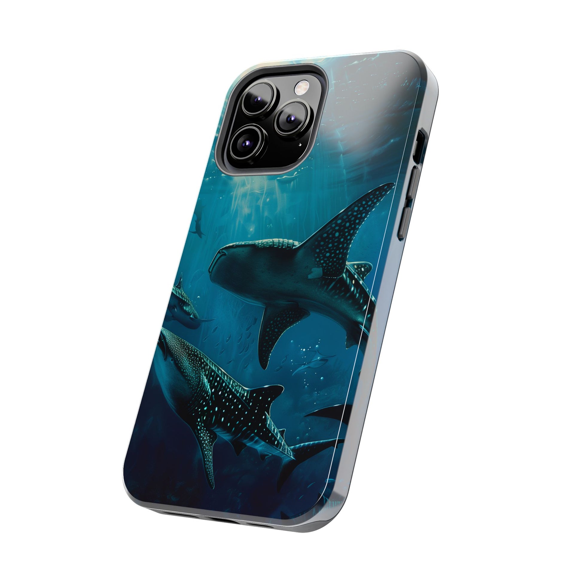 Tranquil Trio: Three Whale Sharks Tough Phone Case