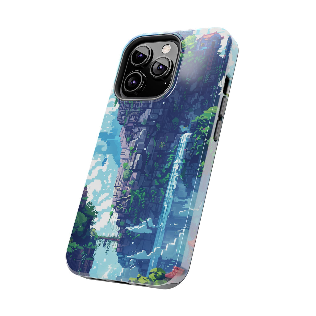 Pixel Art Video Game Landscapes Phone Case, Retro Gaming Pixelated Design, Geeky Gamer Phone Cover, Unique Video Game Art Accessories