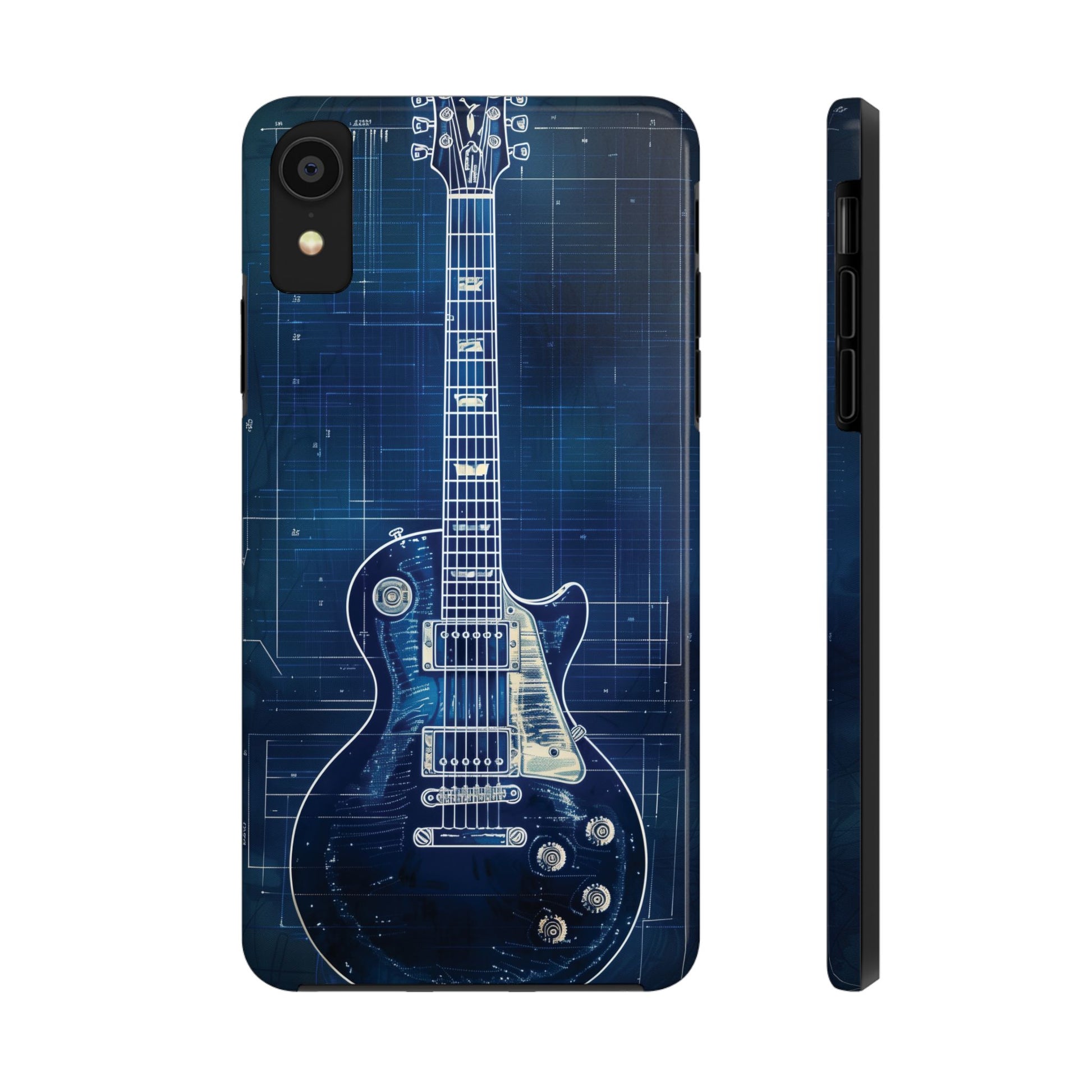 Guitar Phone Case, Guitar Blueprint iPhone Cover, Vintage Guitar Design, Custom iPhone Covers, Rock Music Phone Accessories, Musician Gift
