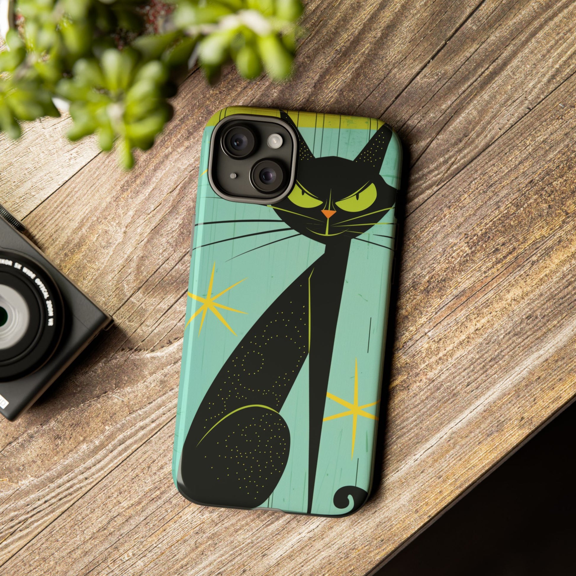Mid-Century Modern Phone Case, Mid Mod Android Case, Atomic Cats Android Case, Retro Chic Smartphone Cover, Unique Artistic Phone Accessory