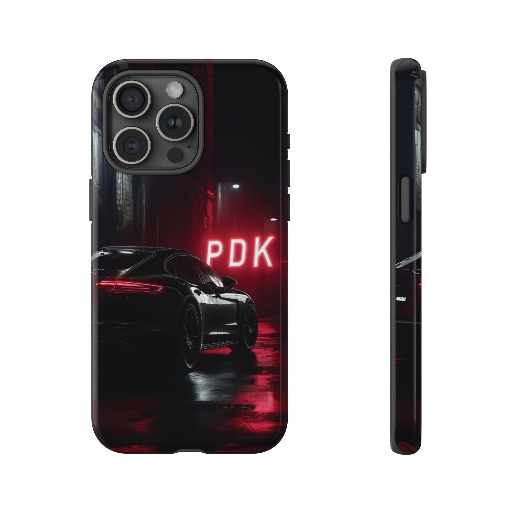 Super Sports Car Phone Case PDK Car Lover Gift Porsche Panamera Inspired Neon Sign Font iPhone 13 14 15 16 Pro Max
