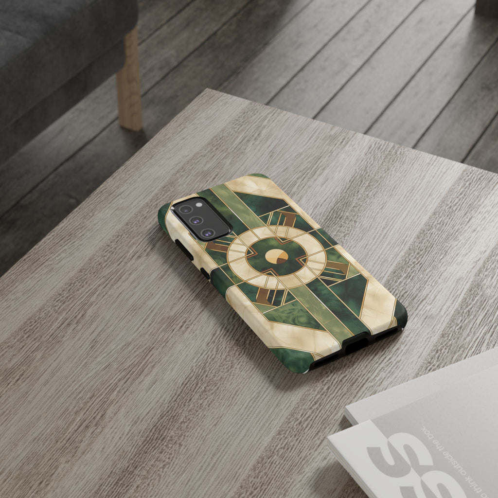 Green Frank Lloyd Wright Inspired Phone Case Geometric Elegance Stained Glass Art Deco Marble Gold 13 14 15 16 iPhone Pro Max Galaxy Pixel