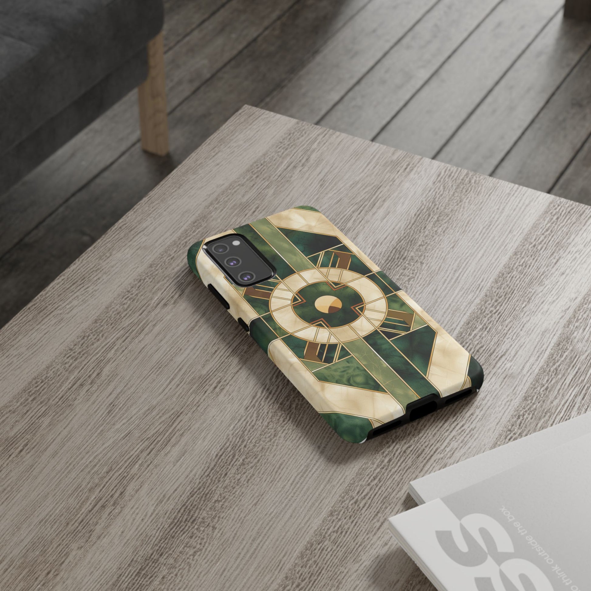 Green Frank Lloyd Wright Inspired Phone Case Geometric Elegance Stained Glass Art Deco Marble Gold 13 14 15 16 iPhone Pro Max Galaxy Pixel