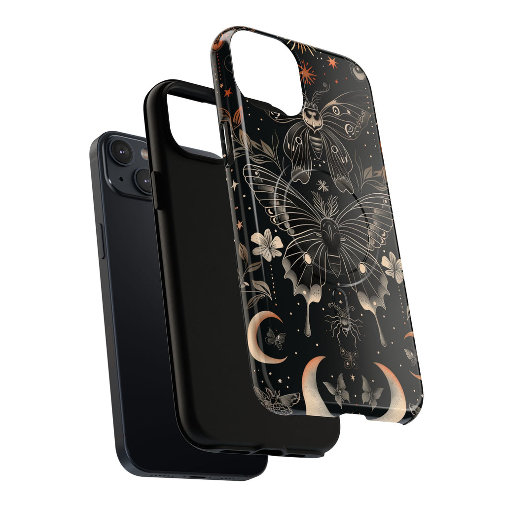 Celestial Dark Academia Phone Case Magical Moth Vintage Witchcraft Cover Esoteric Nature Art iPhone 14 15 Pro Max