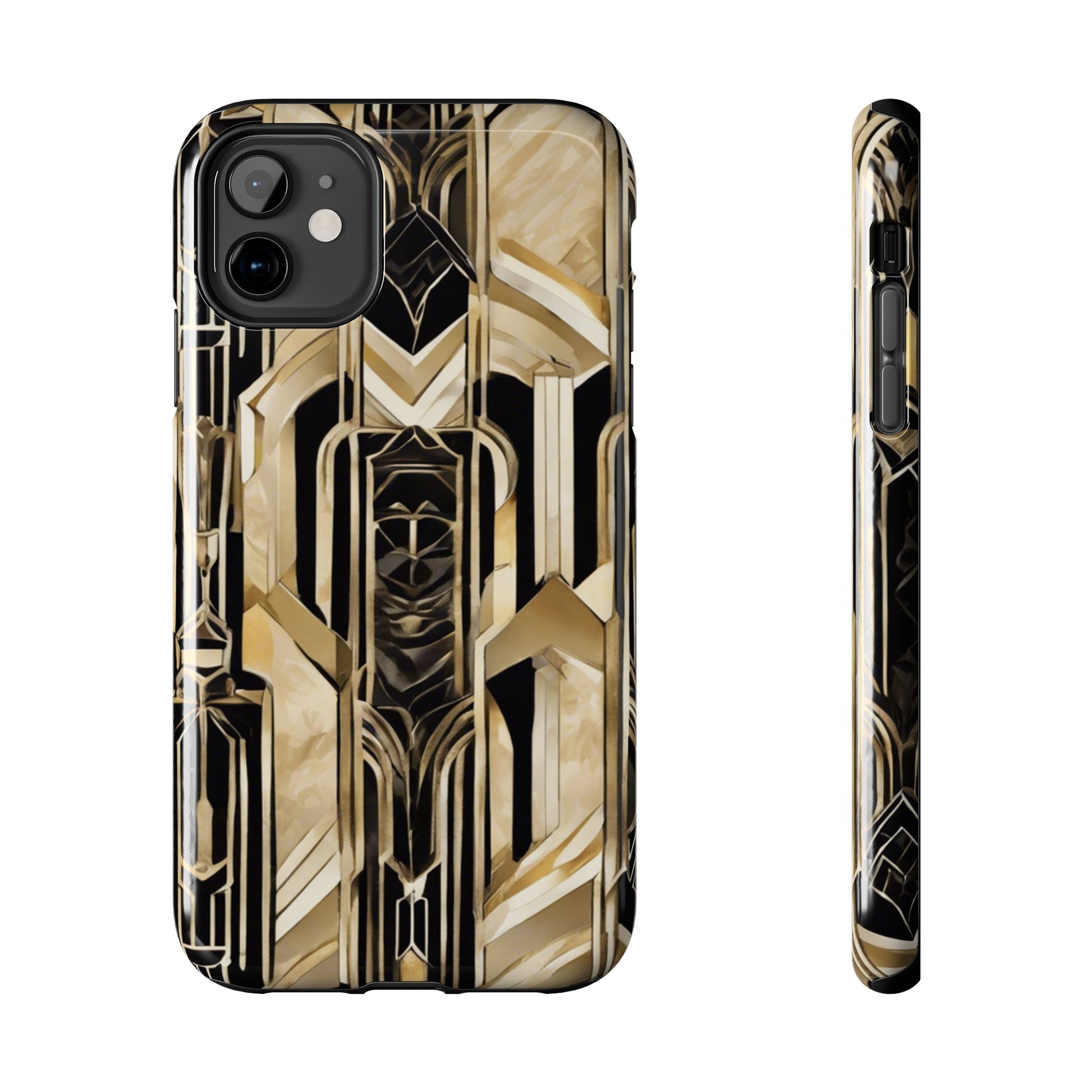 Gold Art Deco Inspired Durable Phone Case - Stylish and Sturdy Protection for Your Device