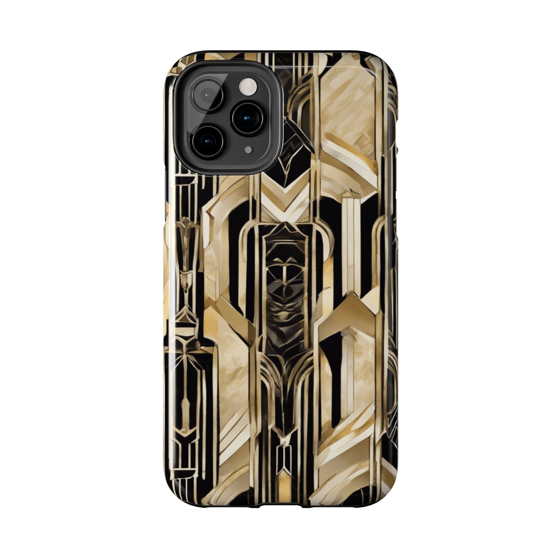 Gold Art Deco Inspired Durable Phone Case - Stylish and Sturdy Protection for Your Device