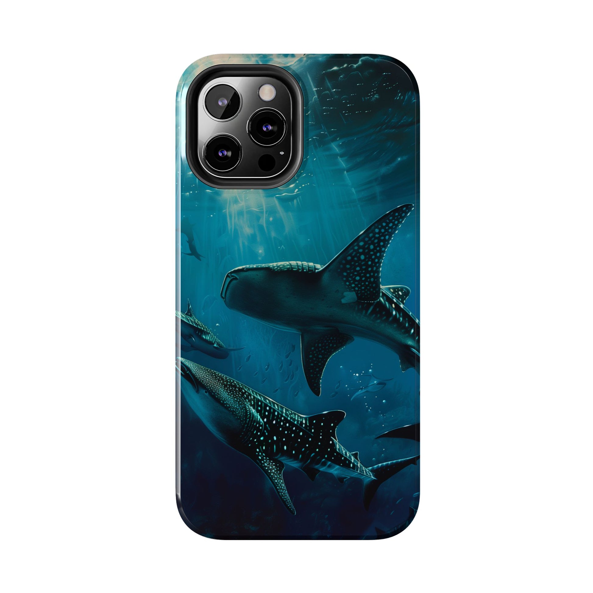 Tranquil Trio: Three Whale Sharks Tough Phone Case